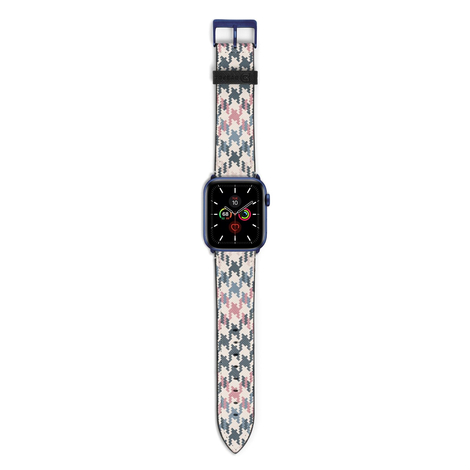 Houndstooth Fabric Effect Apple Watch Strap with Blue Hardware