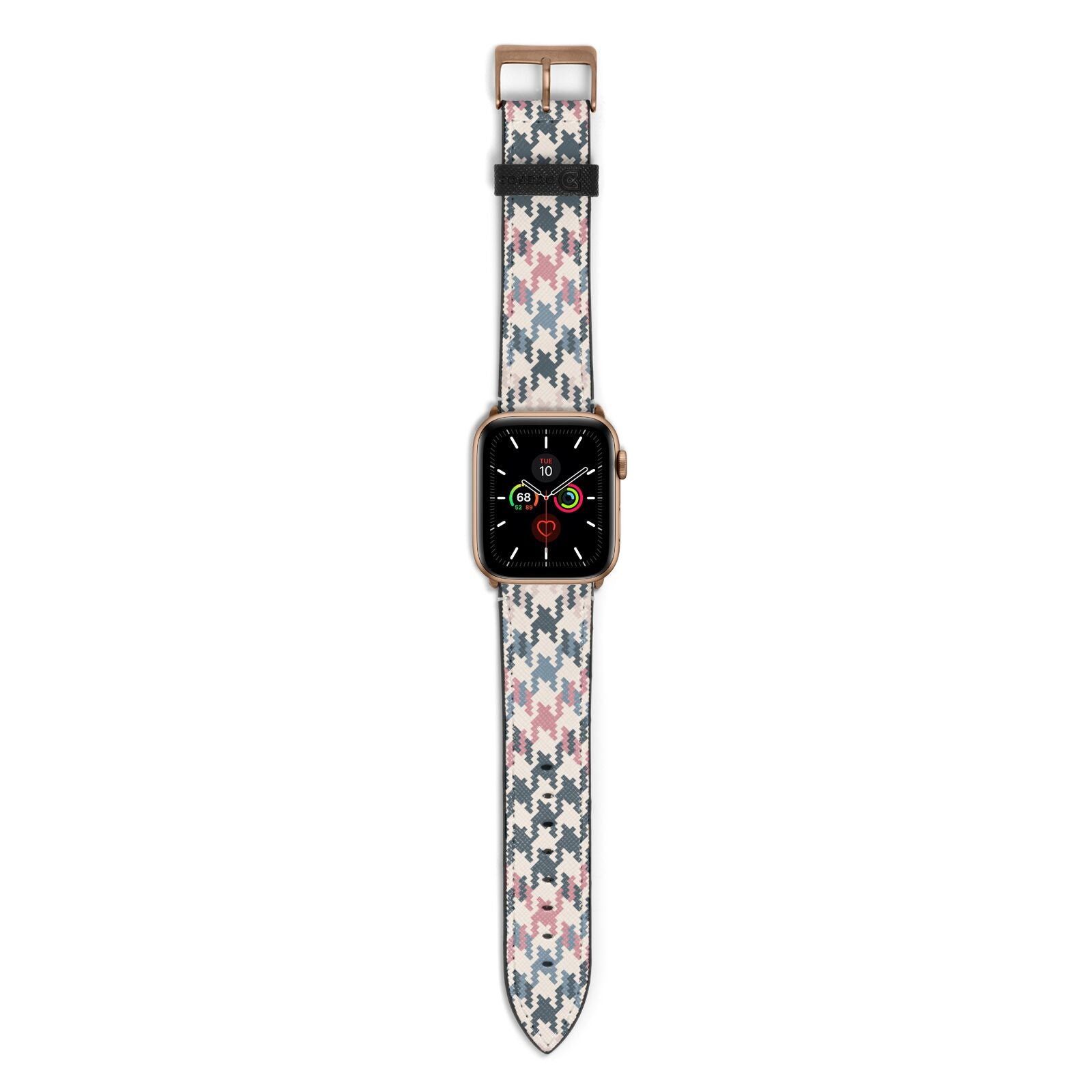 Houndstooth Fabric Effect Apple Watch Strap with Gold Hardware