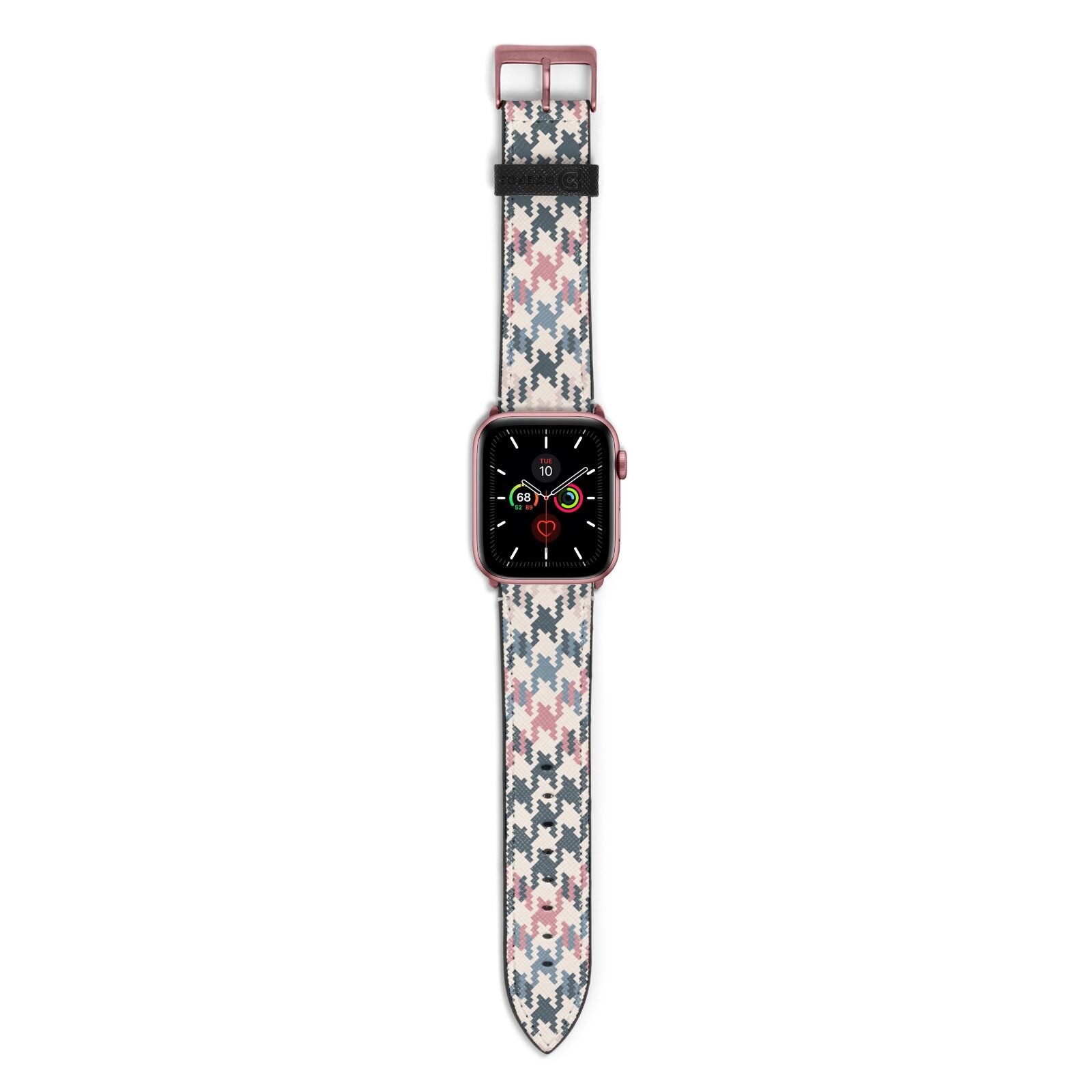 Houndstooth Fabric Effect Apple Watch Strap with Rose Gold Hardware