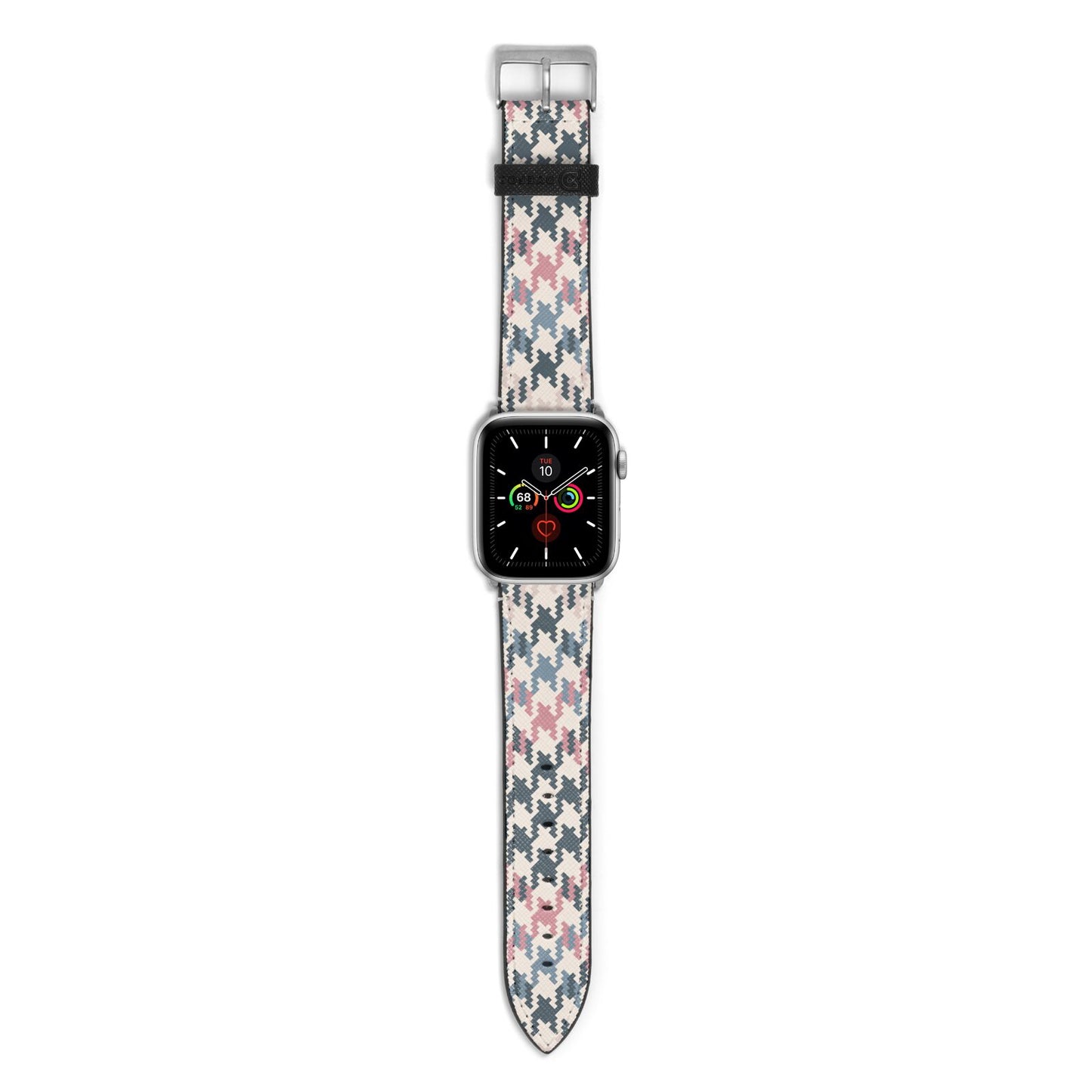 Houndstooth Fabric Effect Apple Watch Strap with Silver Hardware