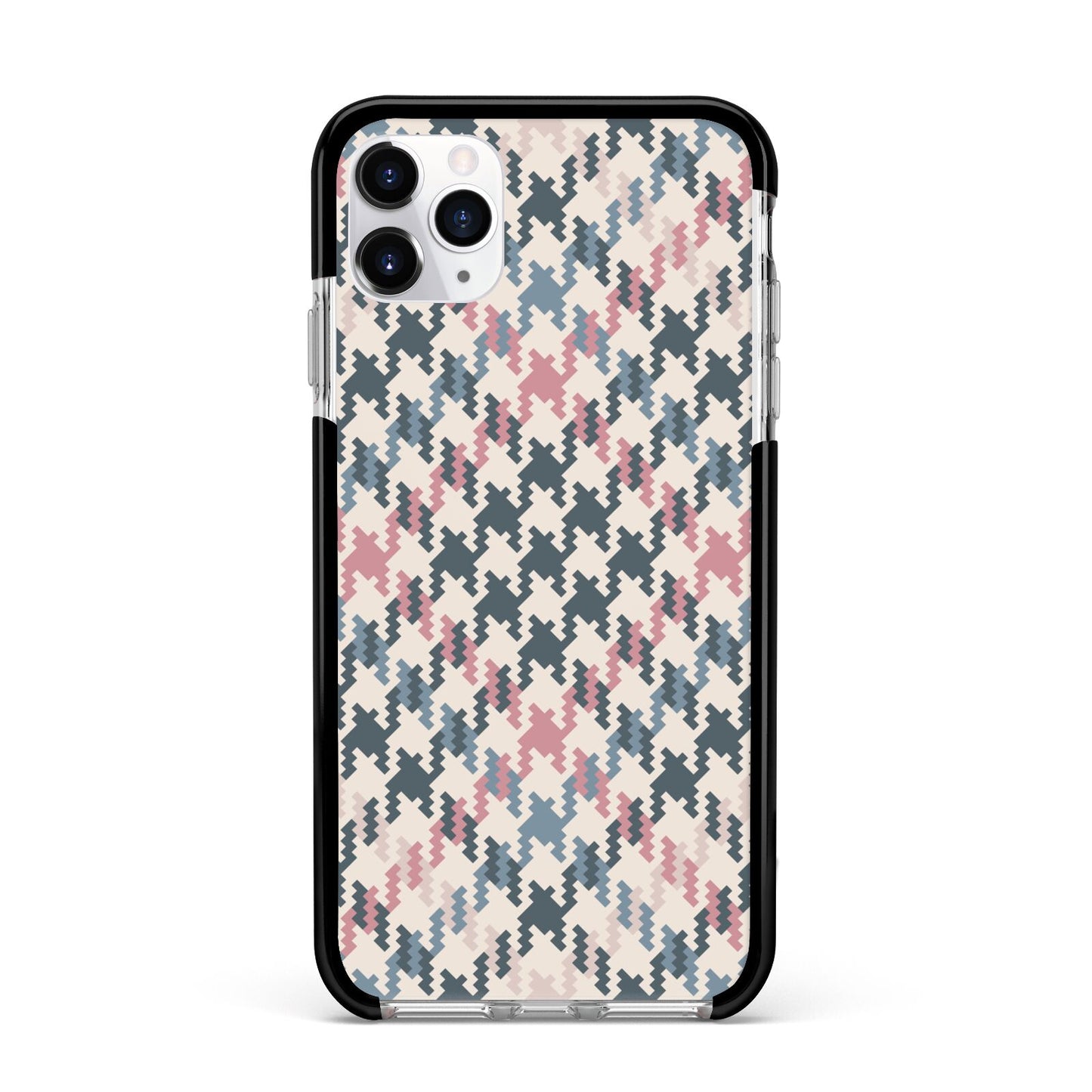 Houndstooth Fabric Effect Apple iPhone 11 Pro Max in Silver with Black Impact Case