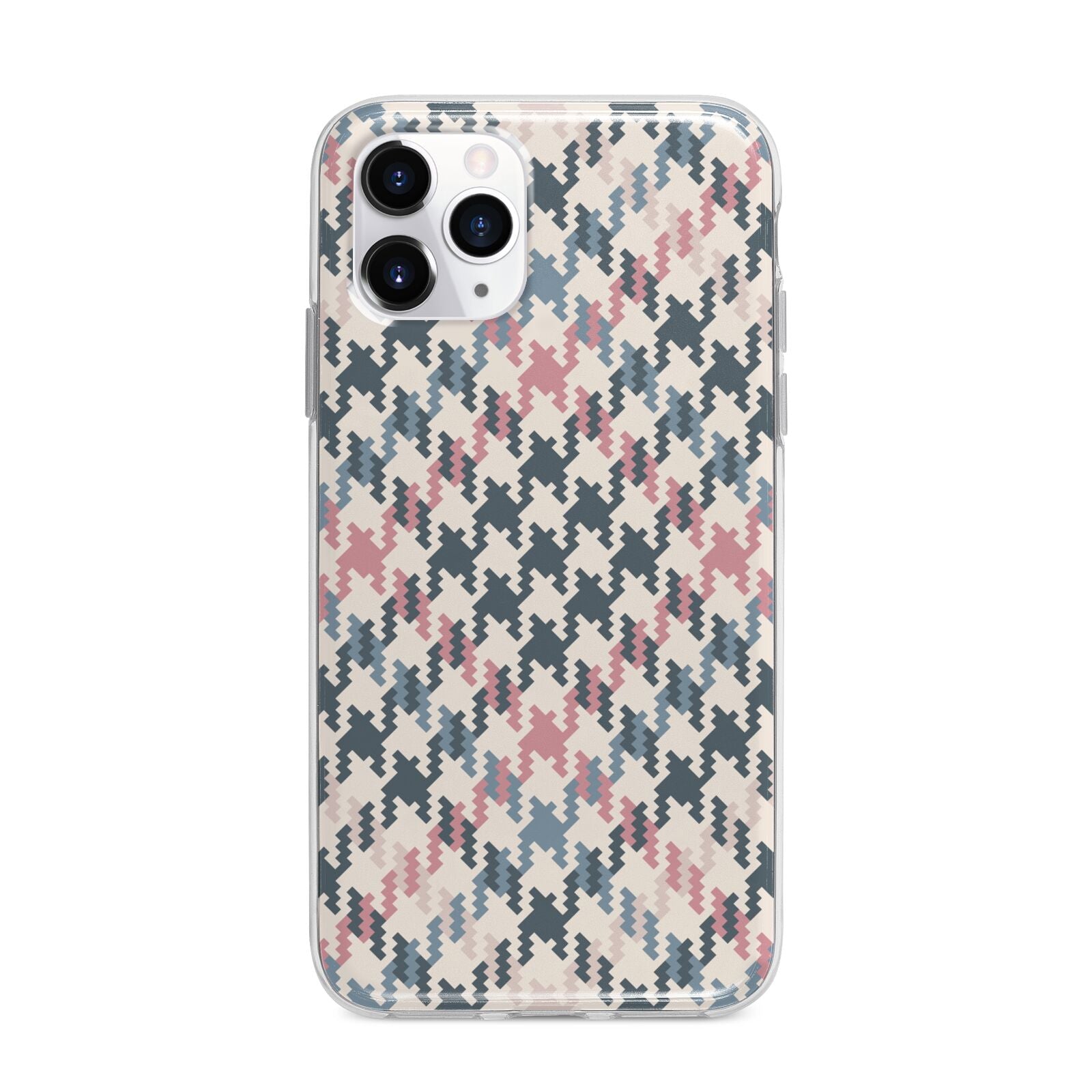 Houndstooth Fabric Effect Apple iPhone 11 Pro Max in Silver with Bumper Case