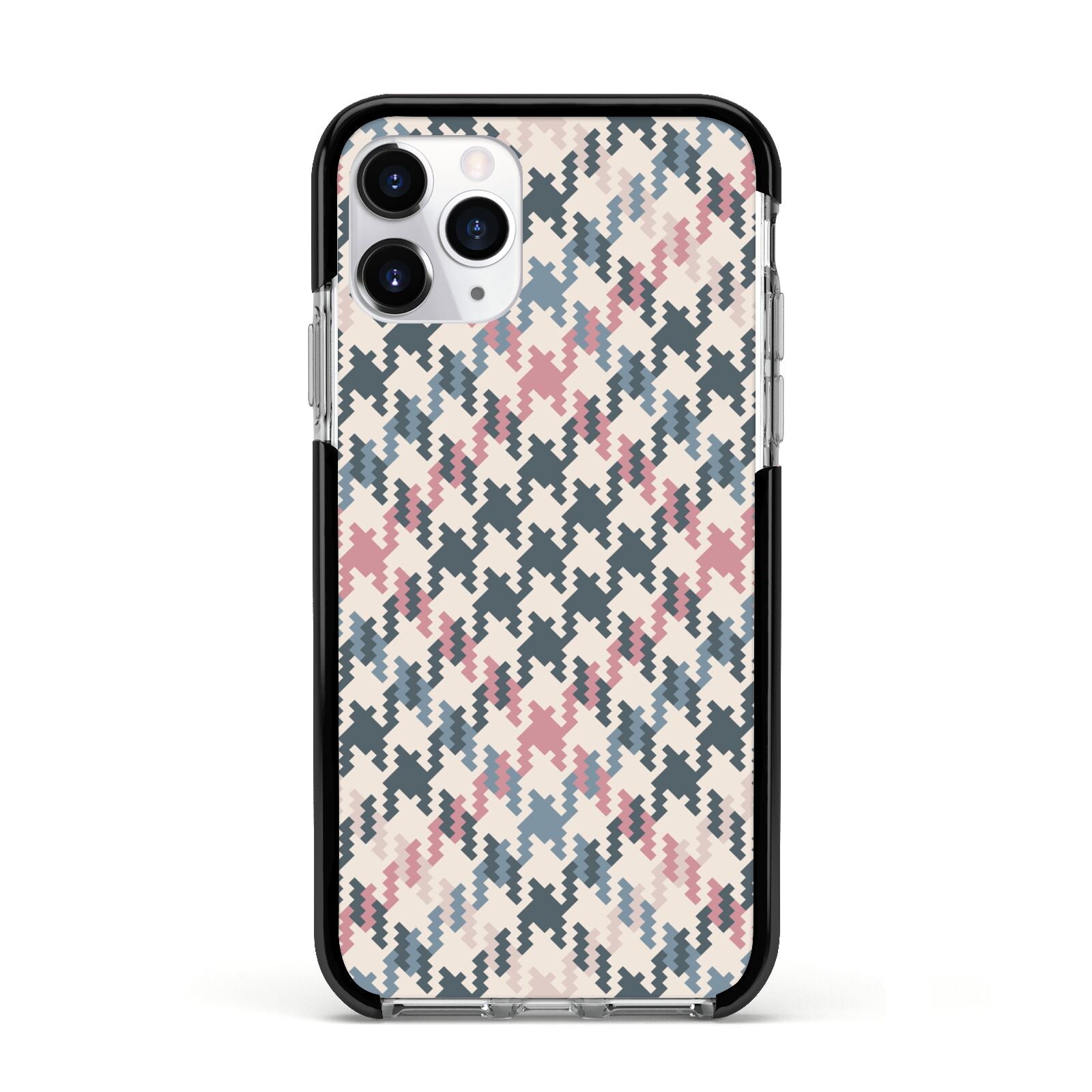 Houndstooth Fabric Effect Apple iPhone 11 Pro in Silver with Black Impact Case