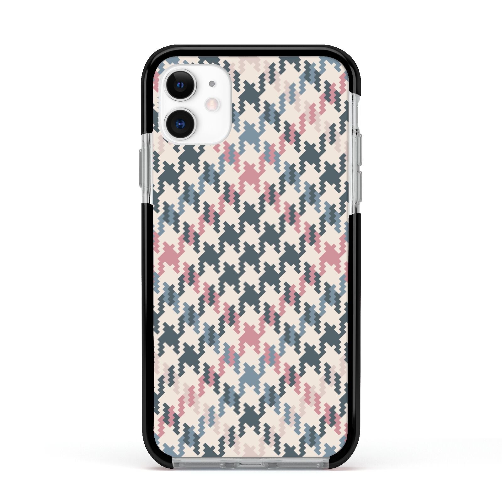 Houndstooth Fabric Effect Apple iPhone 11 in White with Black Impact Case