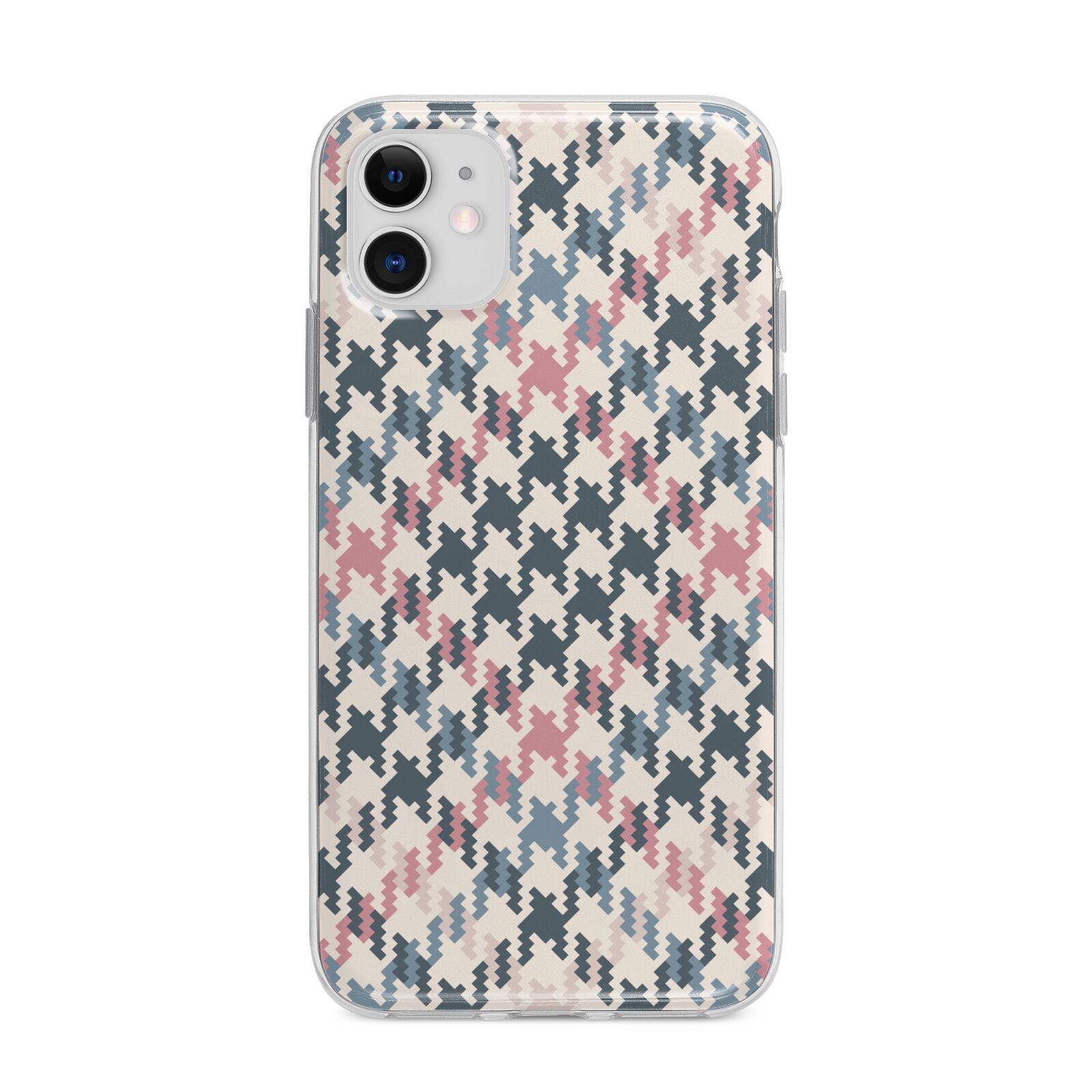 Houndstooth Fabric Effect Apple iPhone 11 in White with Bumper Case