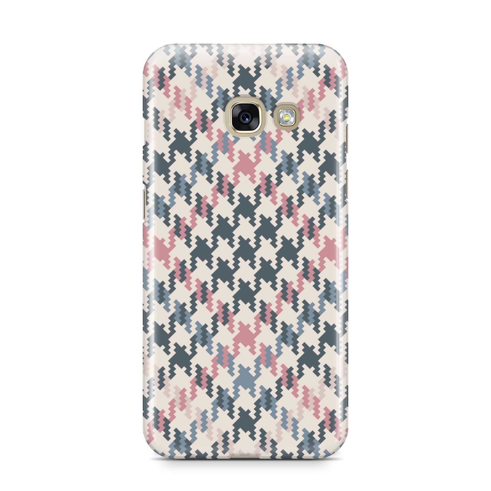 Houndstooth Fabric Effect Samsung Galaxy A3 2017 Case on gold phone