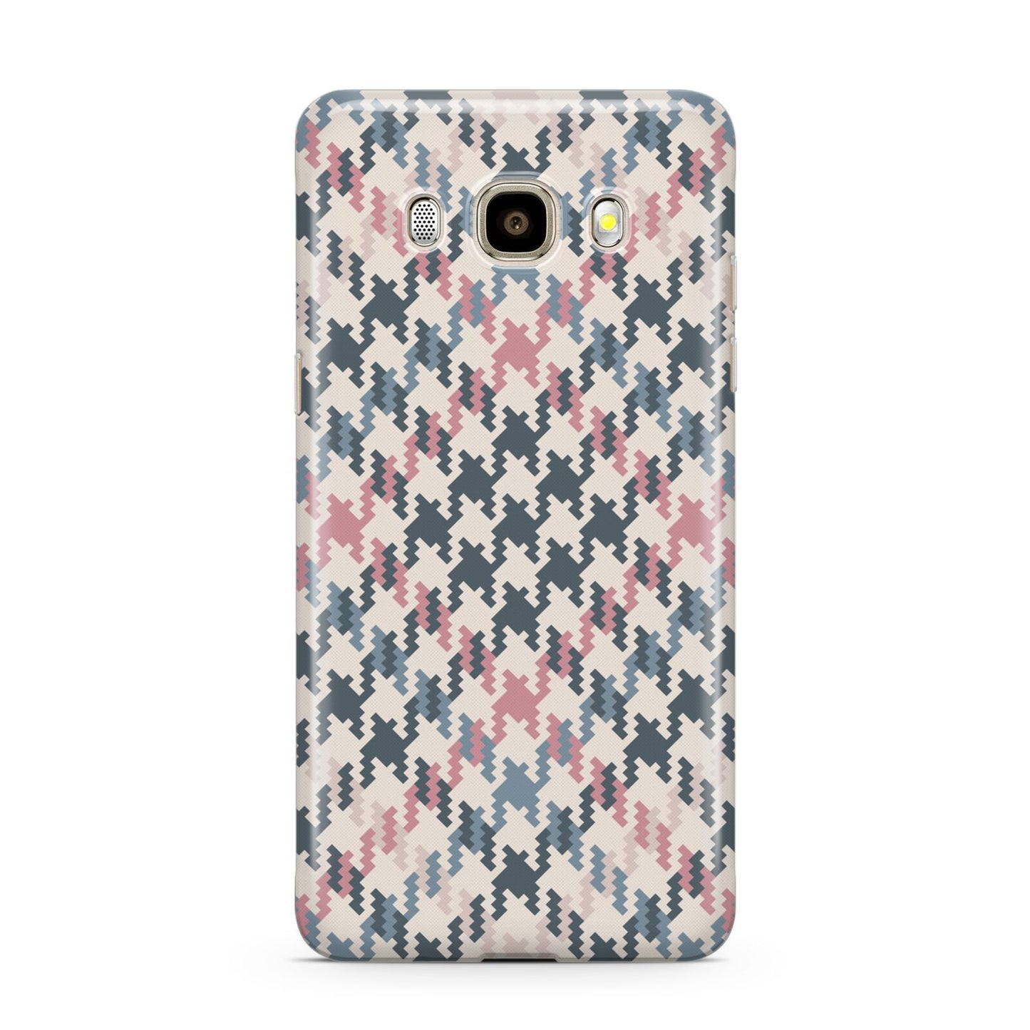 Houndstooth Fabric Effect Samsung Galaxy J7 2016 Case on gold phone