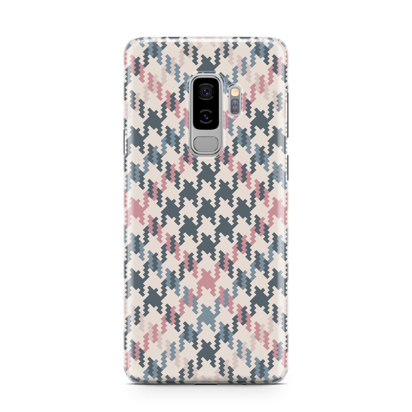 Houndstooth Fabric Effect Samsung Galaxy S9 Plus Case on Silver phone