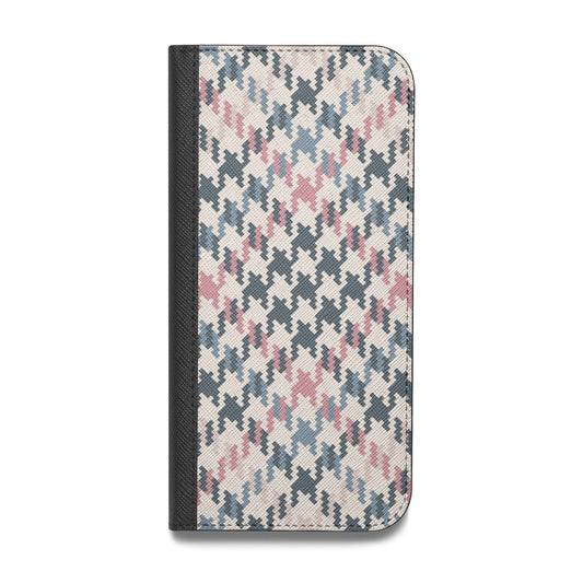 Houndstooth Fabric Effect Vegan Leather Flip iPhone Case