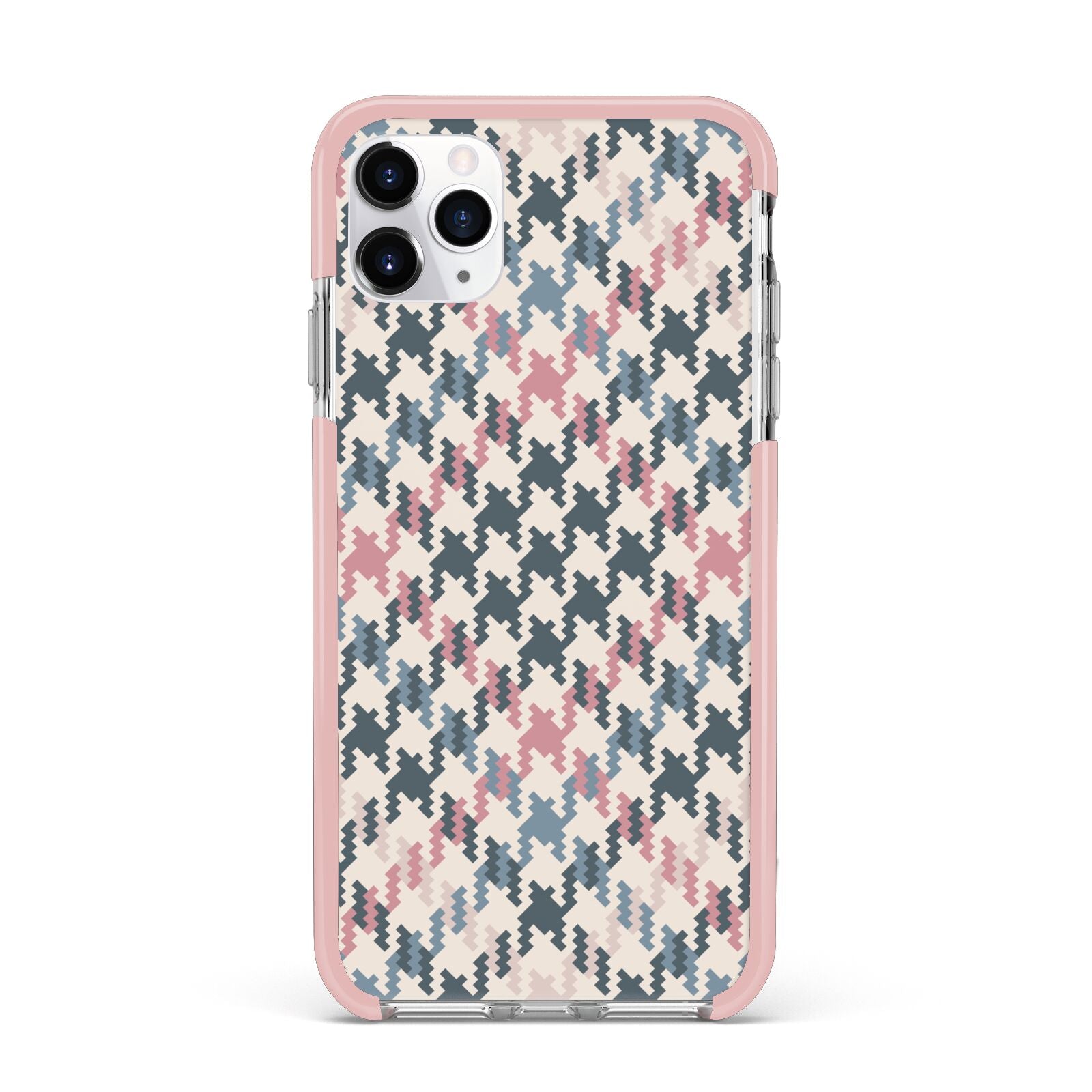 Houndstooth Fabric Effect iPhone 11 Pro Max Impact Pink Edge Case