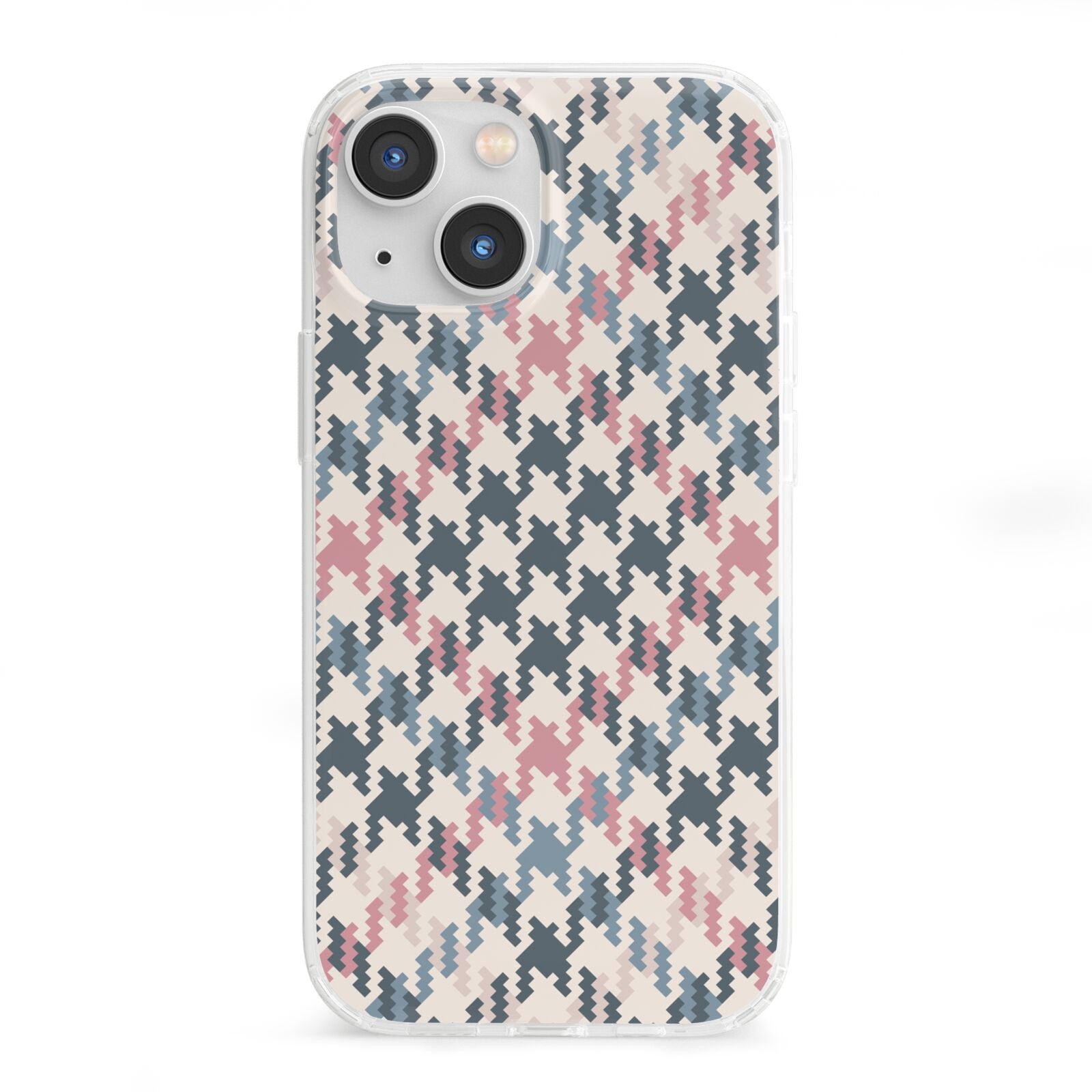 Houndstooth Fabric Effect iPhone 13 Mini Clear Bumper Case