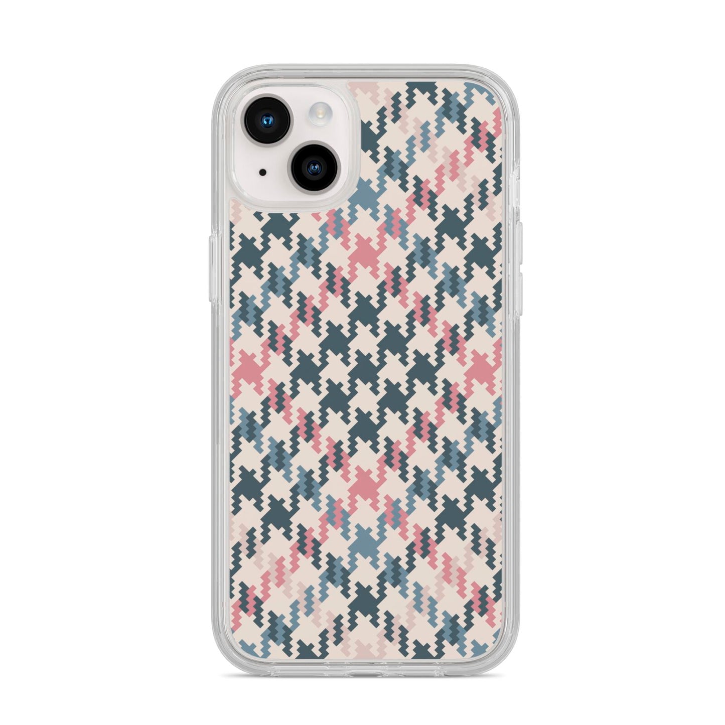 Houndstooth Fabric Effect iPhone 14 Plus Clear Tough Case Starlight