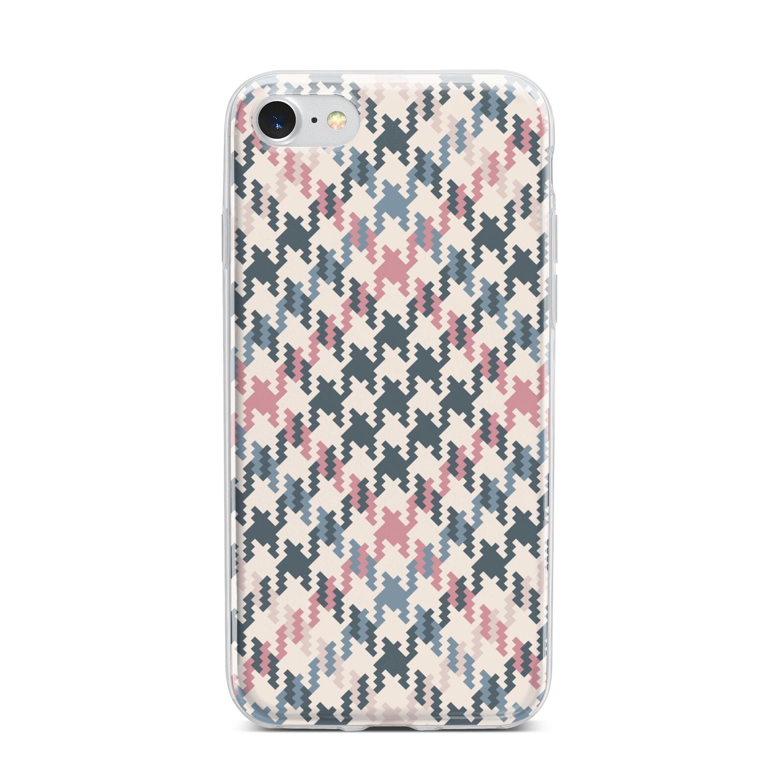 Houndstooth Fabric Effect iPhone 7 Bumper Case on Silver iPhone