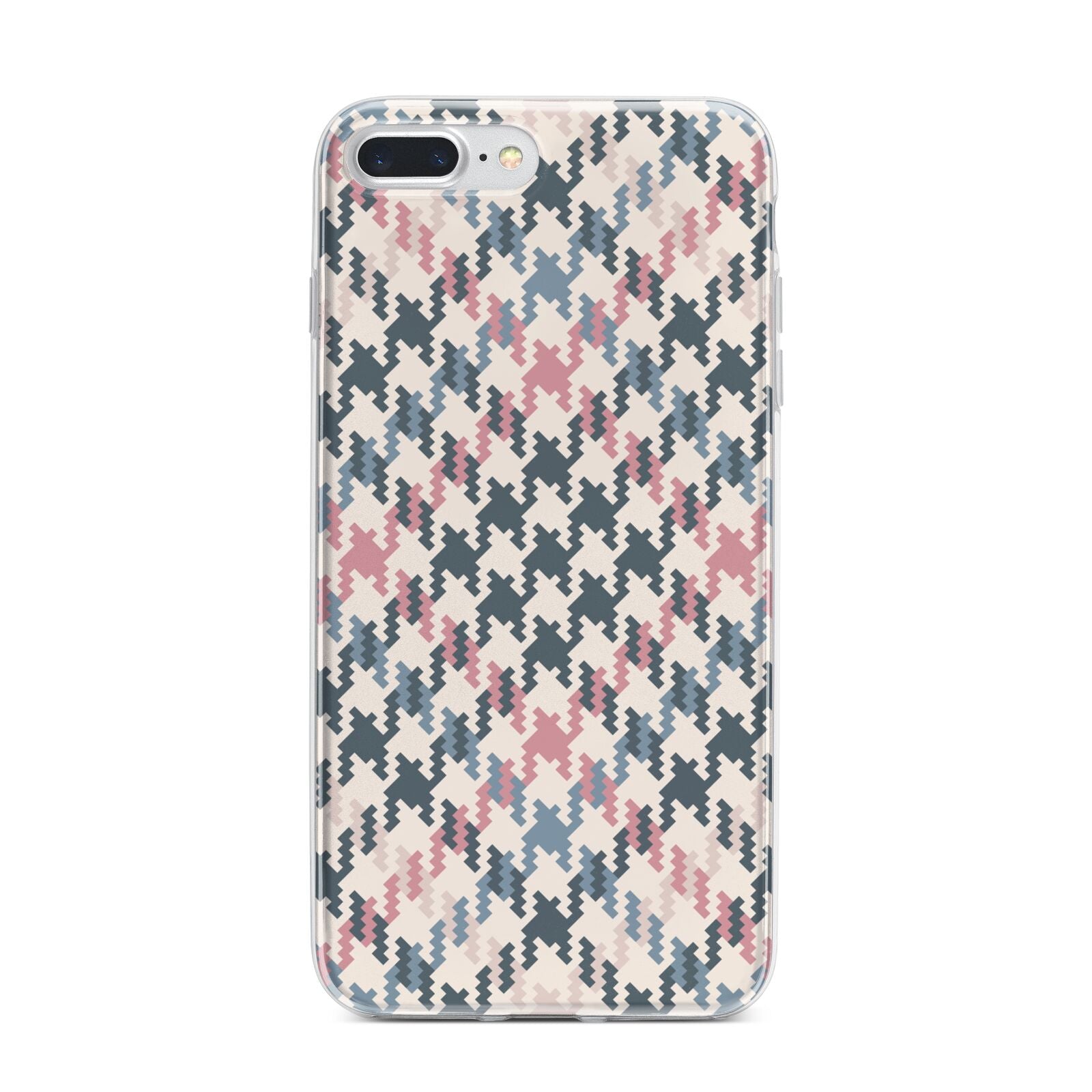 Houndstooth Fabric Effect iPhone 7 Plus Bumper Case on Silver iPhone