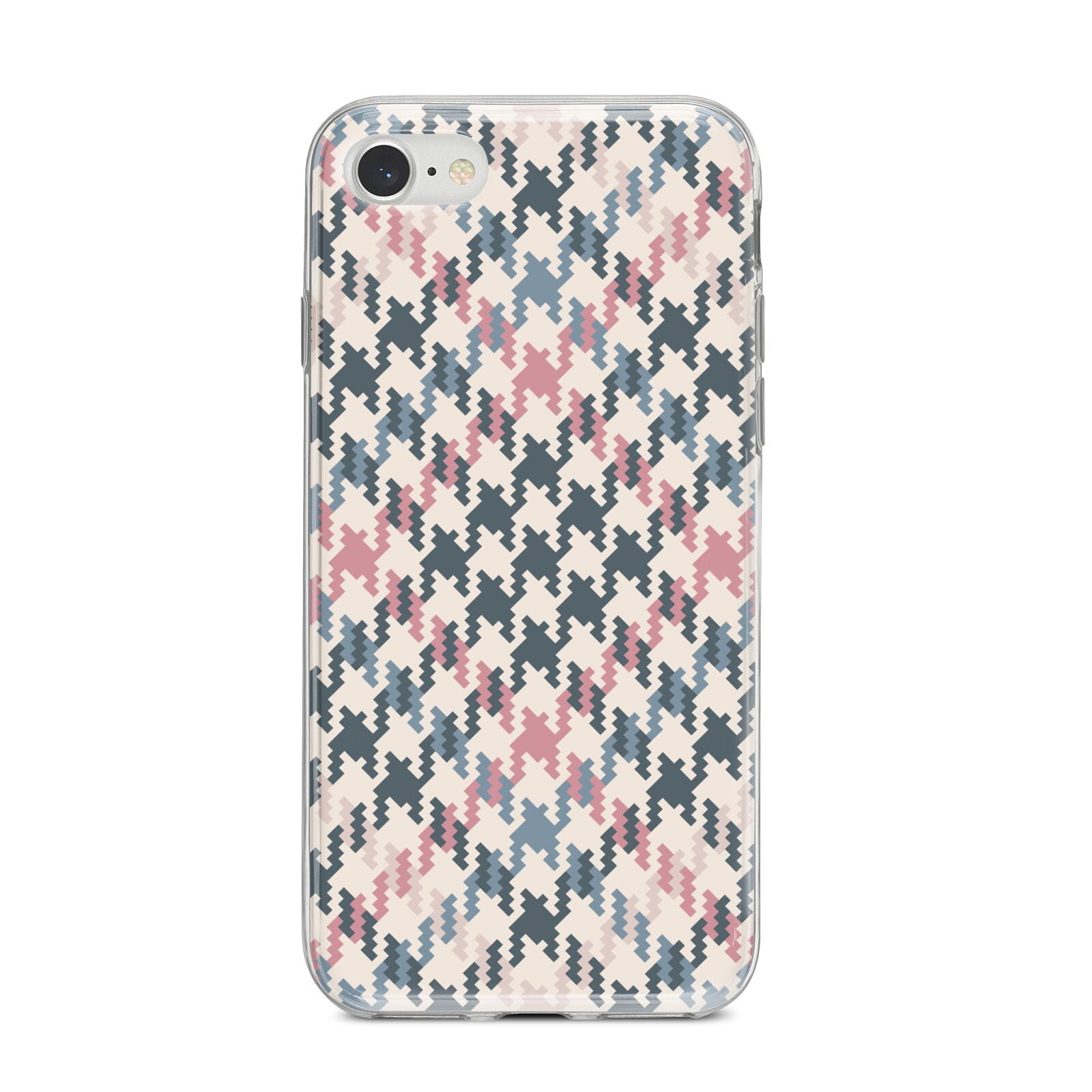 Houndstooth Fabric Effect iPhone 8 Bumper Case on Silver iPhone