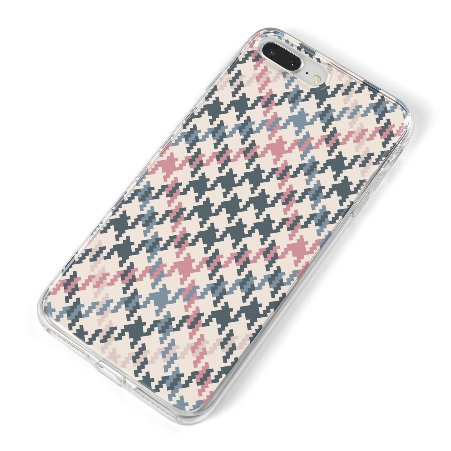 Houndstooth Fabric Effect iPhone 8 Plus Bumper Case on Silver iPhone Alternative Image