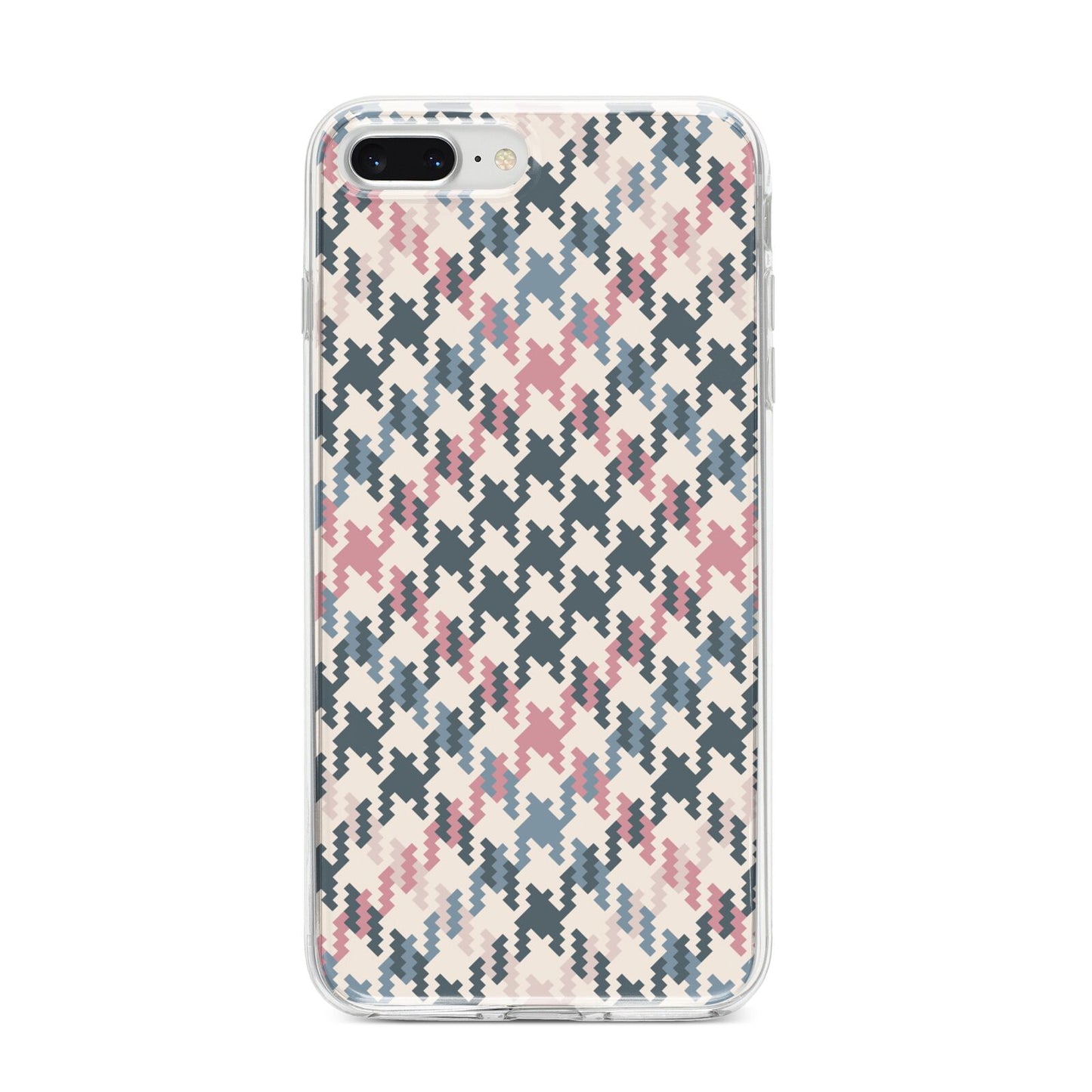 Houndstooth Fabric Effect iPhone 8 Plus Bumper Case on Silver iPhone