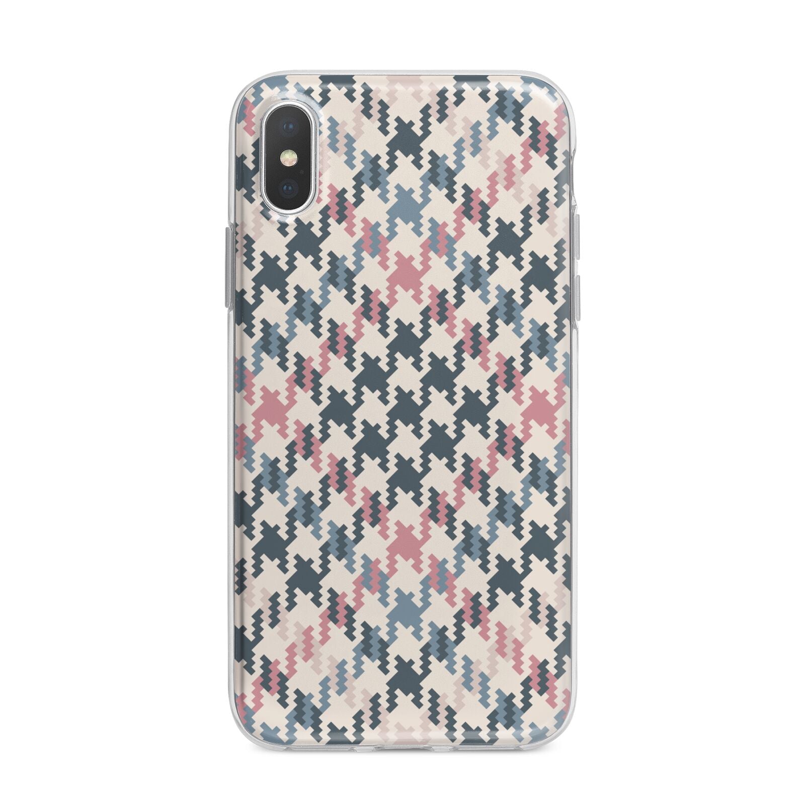 Houndstooth Fabric Effect iPhone X Bumper Case on Silver iPhone Alternative Image 1