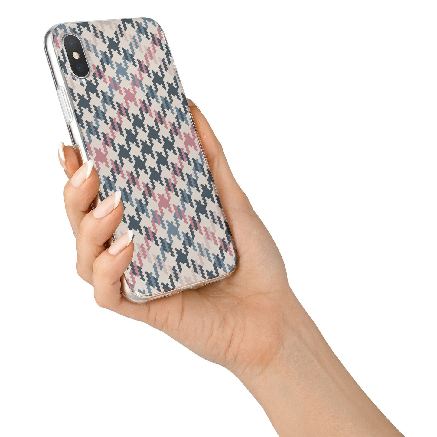 Houndstooth Fabric Effect iPhone X Bumper Case on Silver iPhone Alternative Image 2