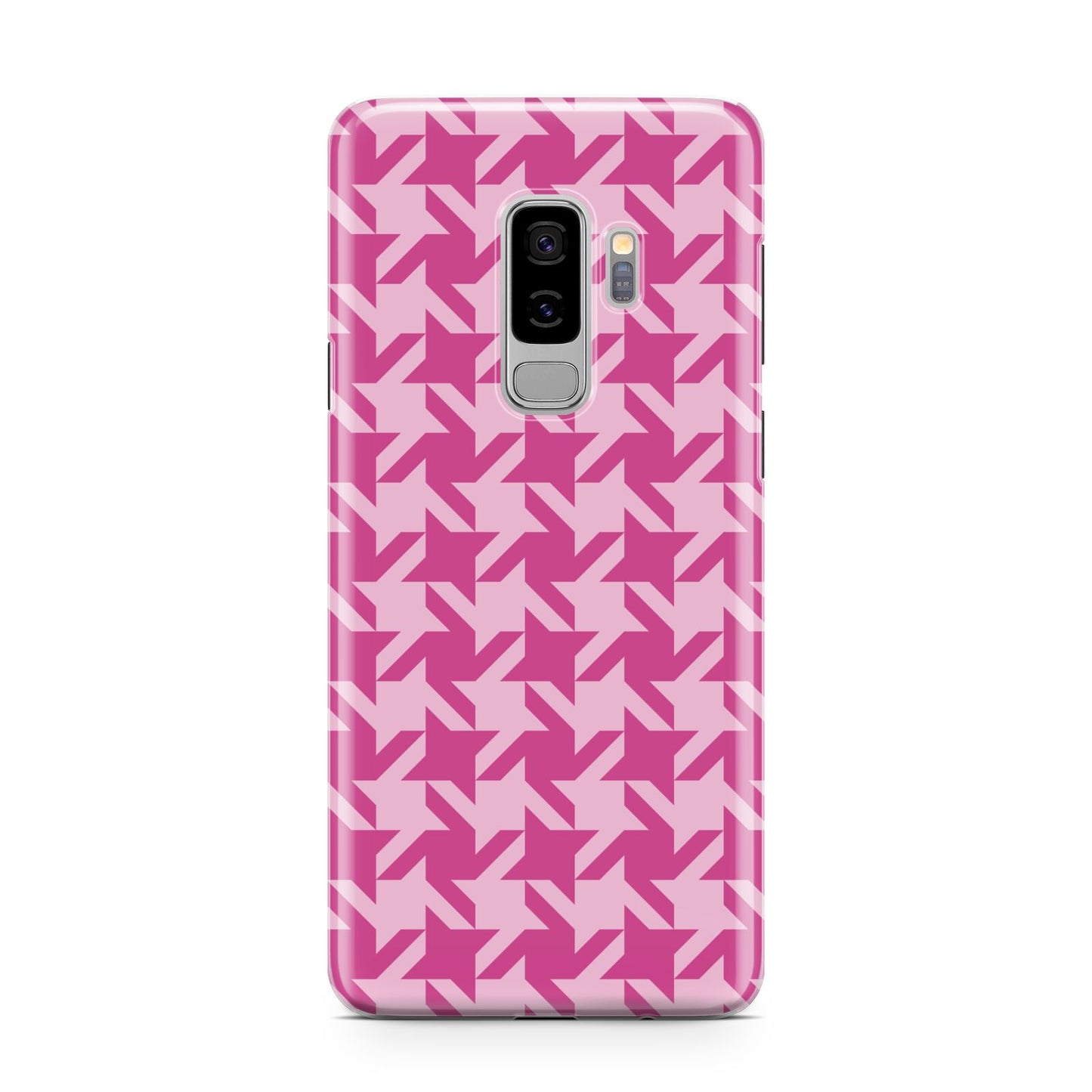 Houndstooth Samsung Galaxy S9 Plus Case on Silver phone