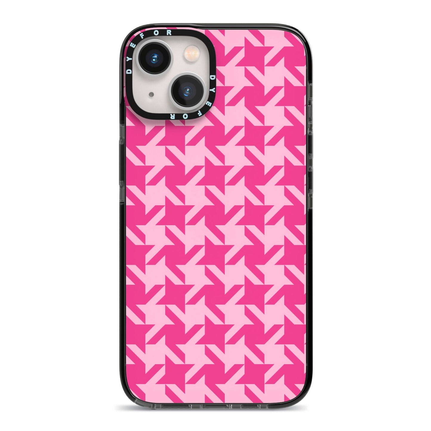 Houndstooth iPhone 13 Black Impact Case on Silver phone