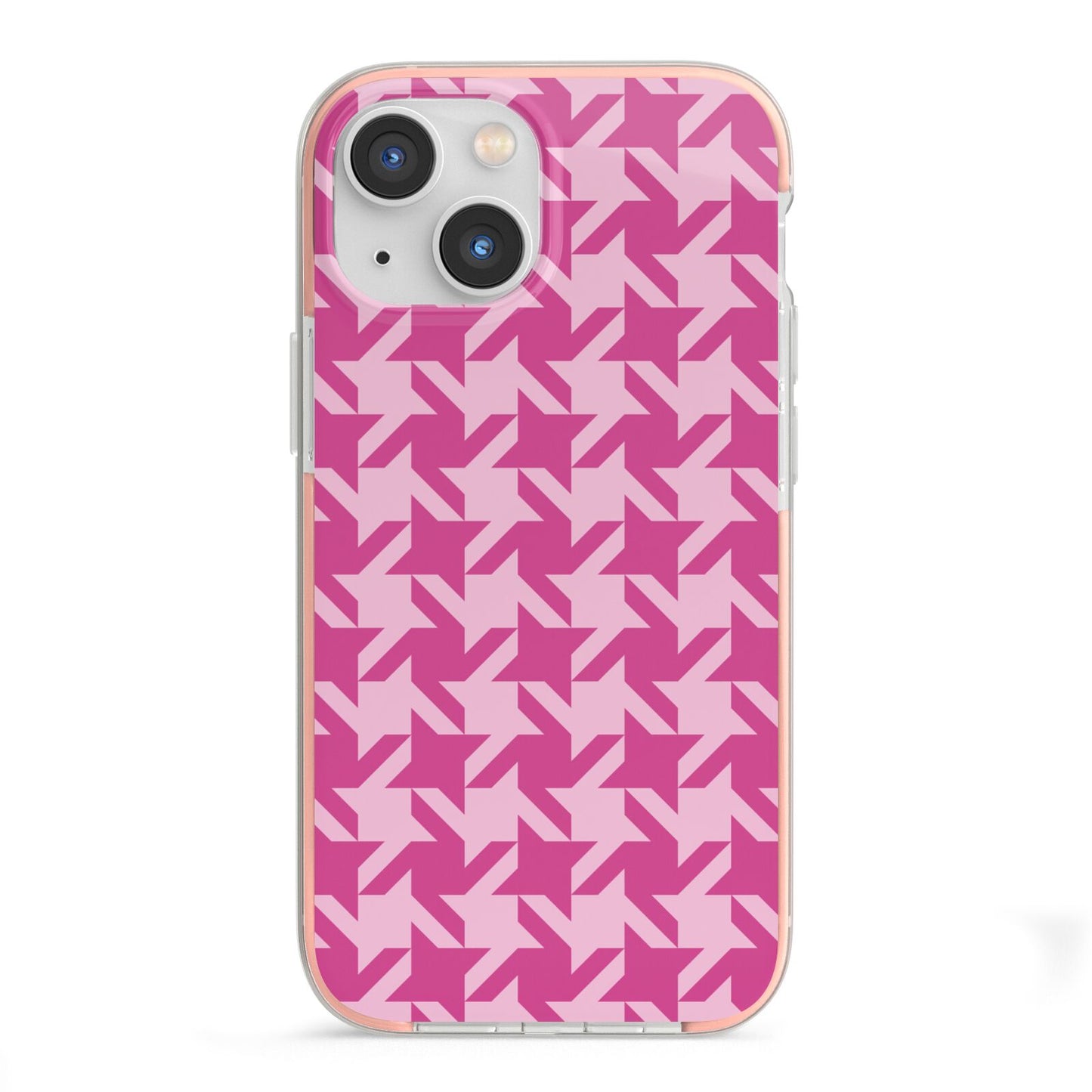 Houndstooth iPhone 13 Mini TPU Impact Case with Pink Edges