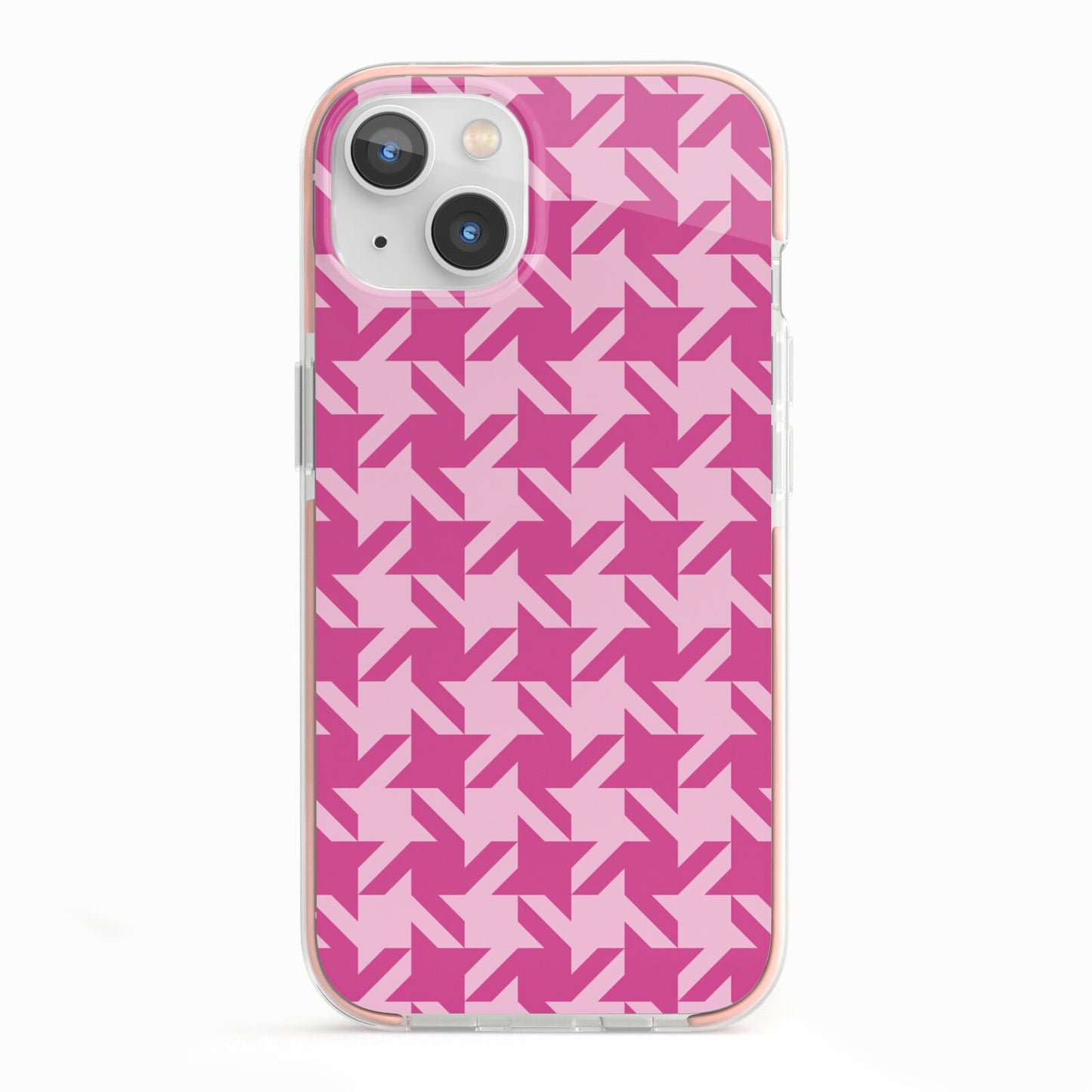 Houndstooth iPhone 13 TPU Impact Case with Pink Edges