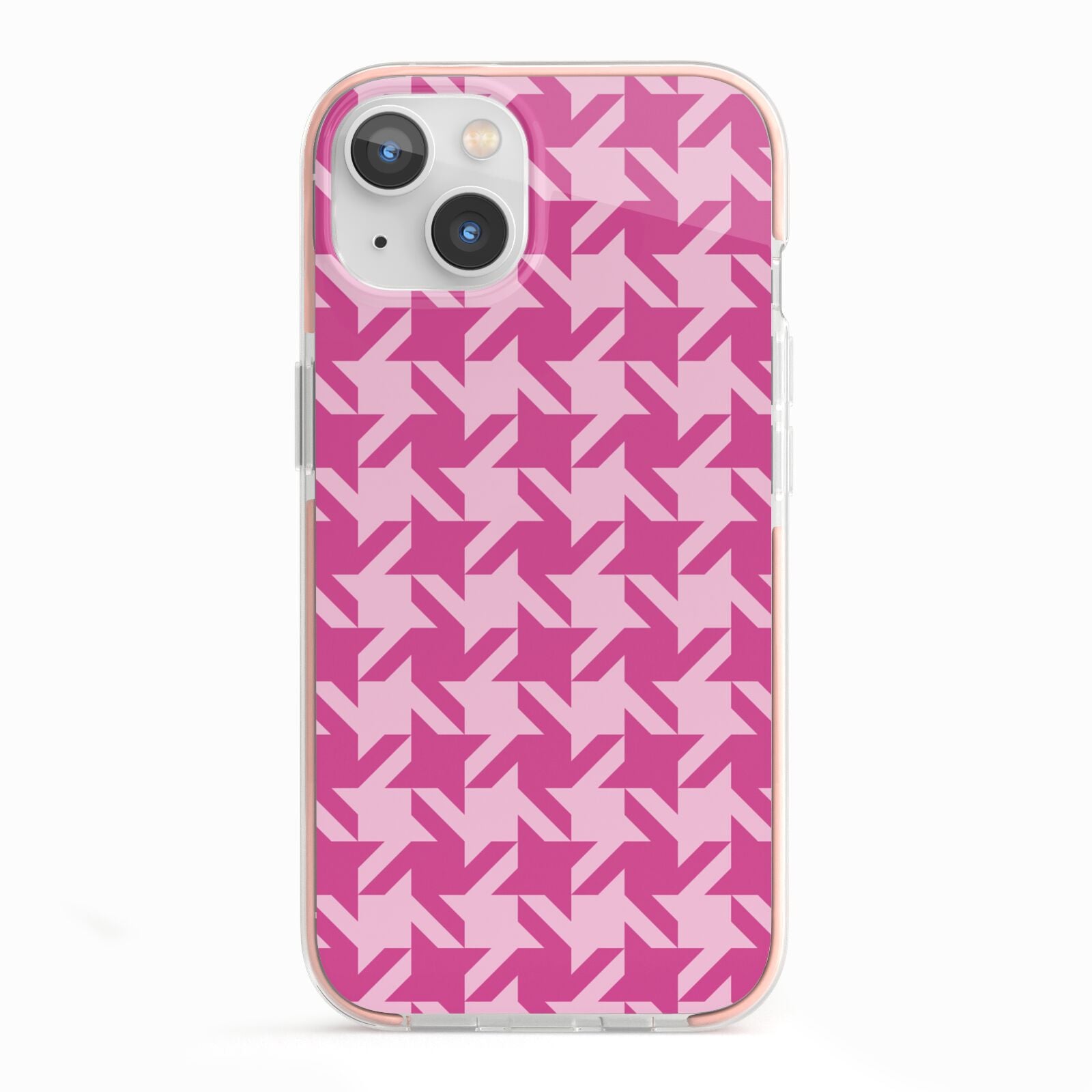 Houndstooth iPhone 13 TPU Impact Case with Pink Edges