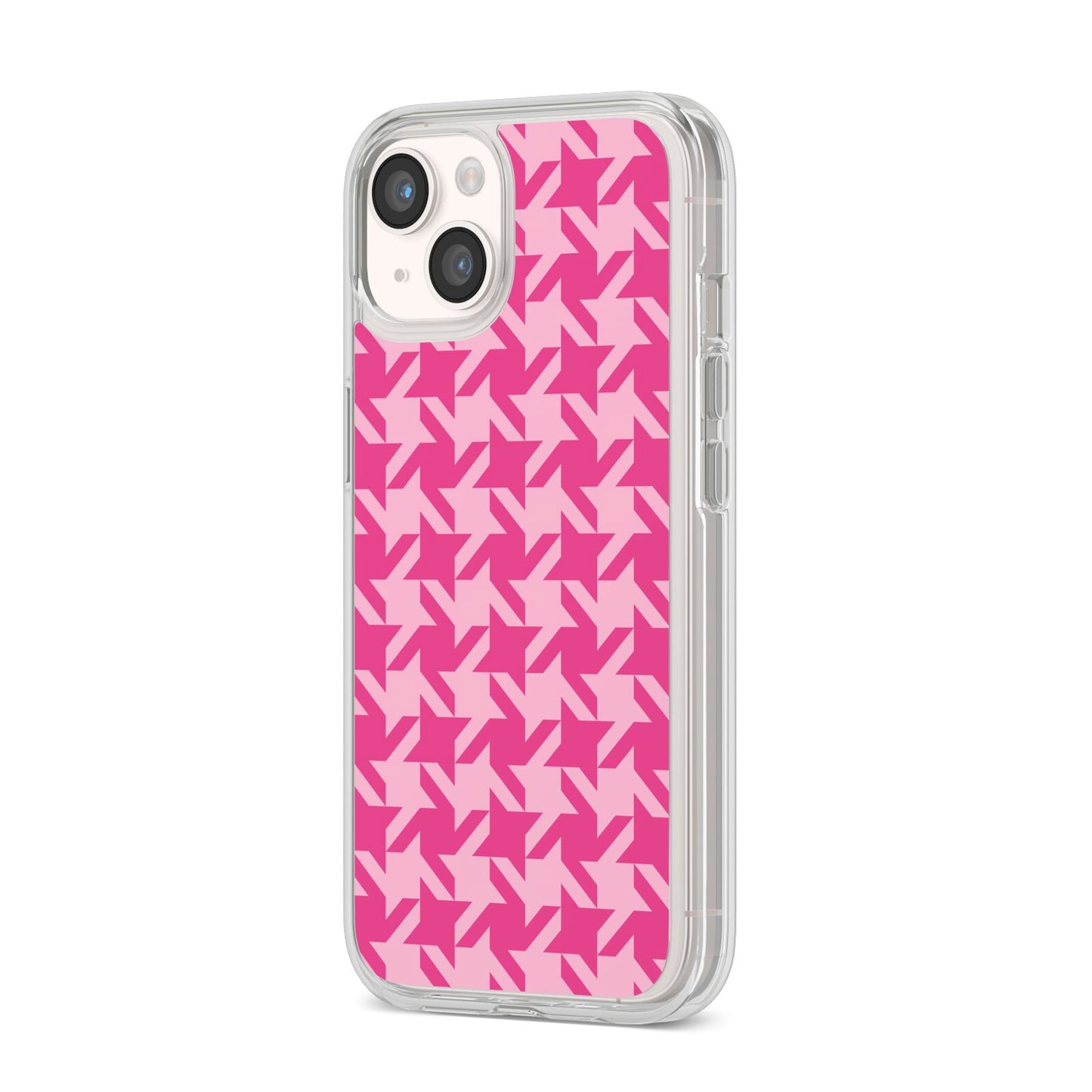 Houndstooth iPhone 14 Clear Tough Case Starlight Angled Image