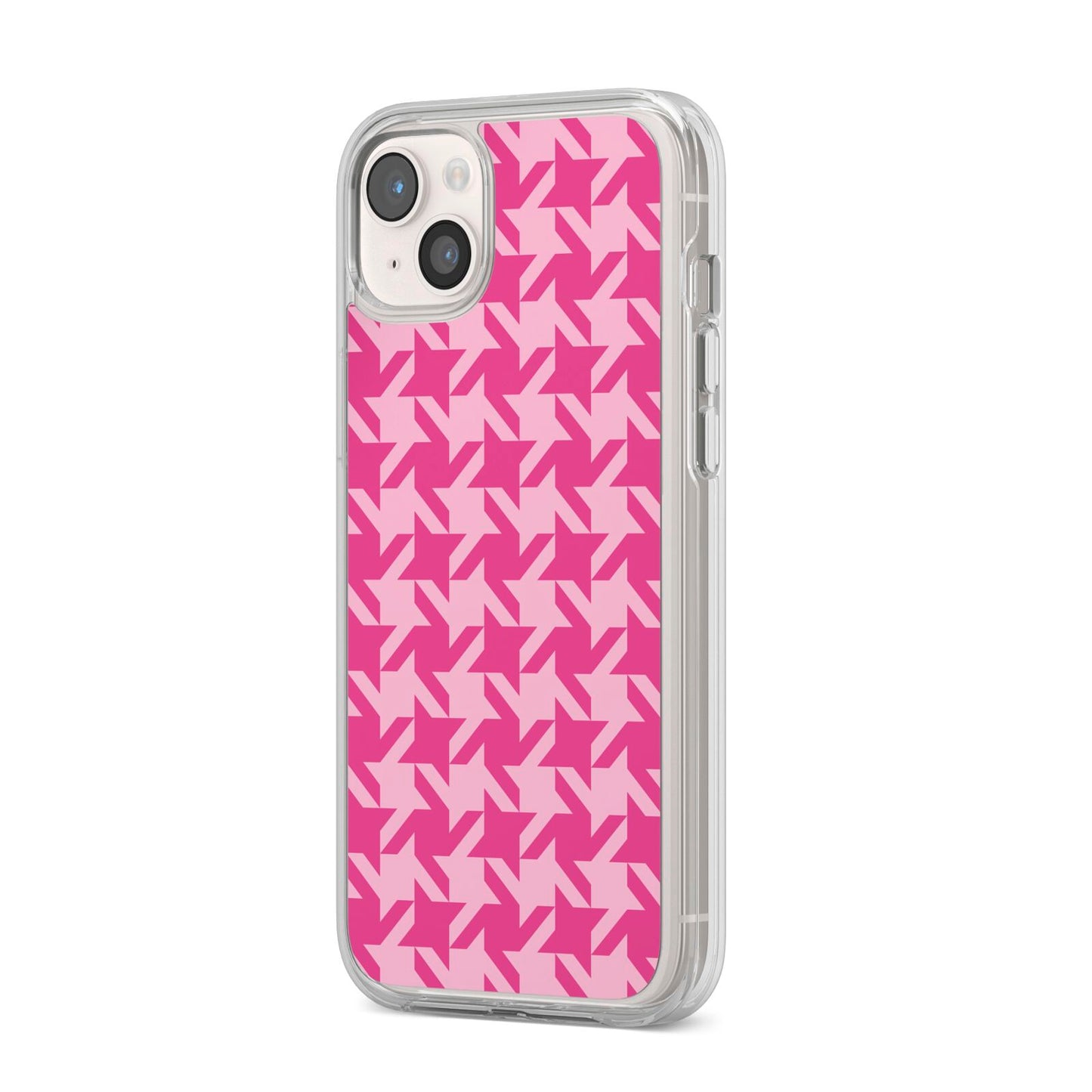 Houndstooth iPhone 14 Plus Clear Tough Case Starlight Angled Image