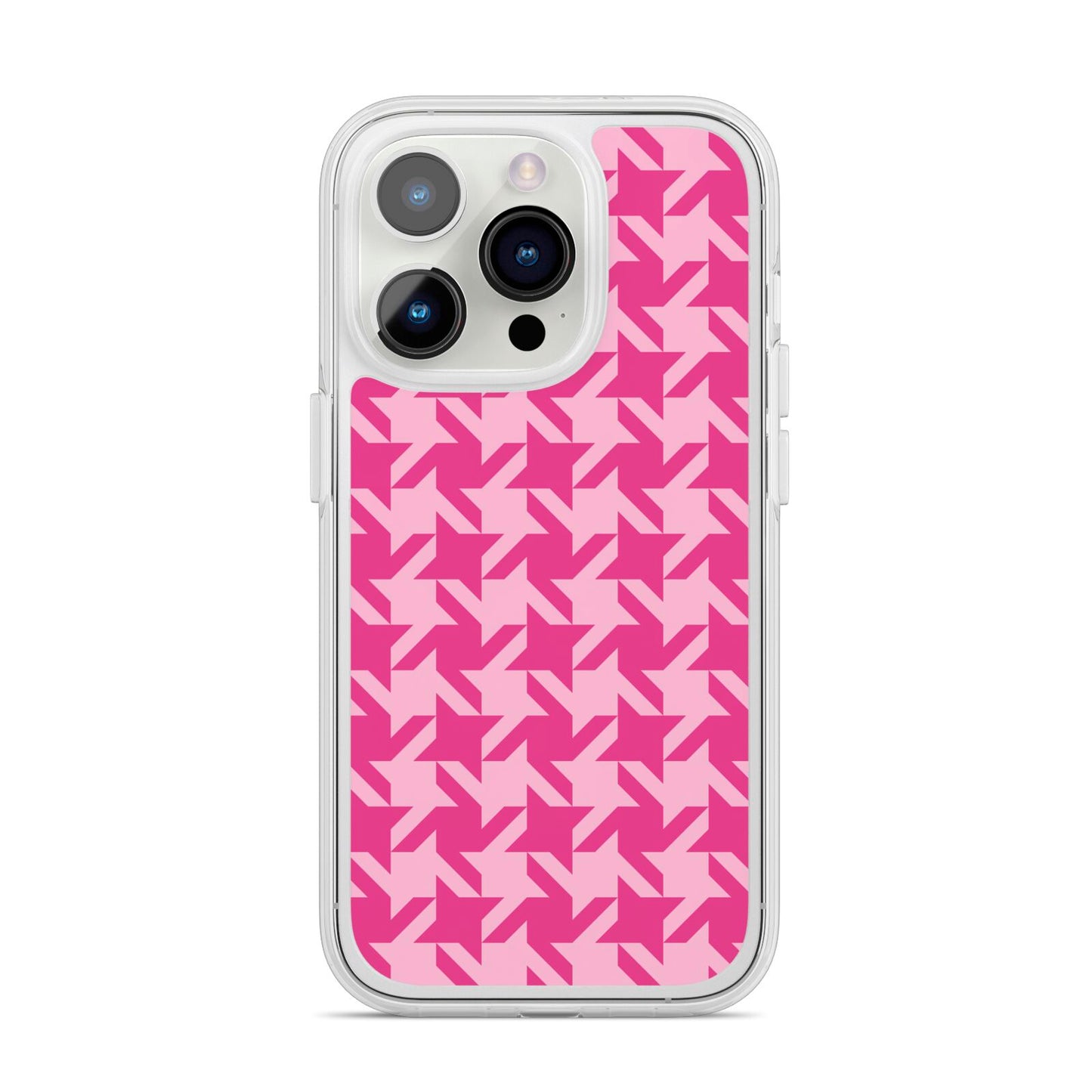 Houndstooth iPhone 14 Pro Clear Tough Case Silver