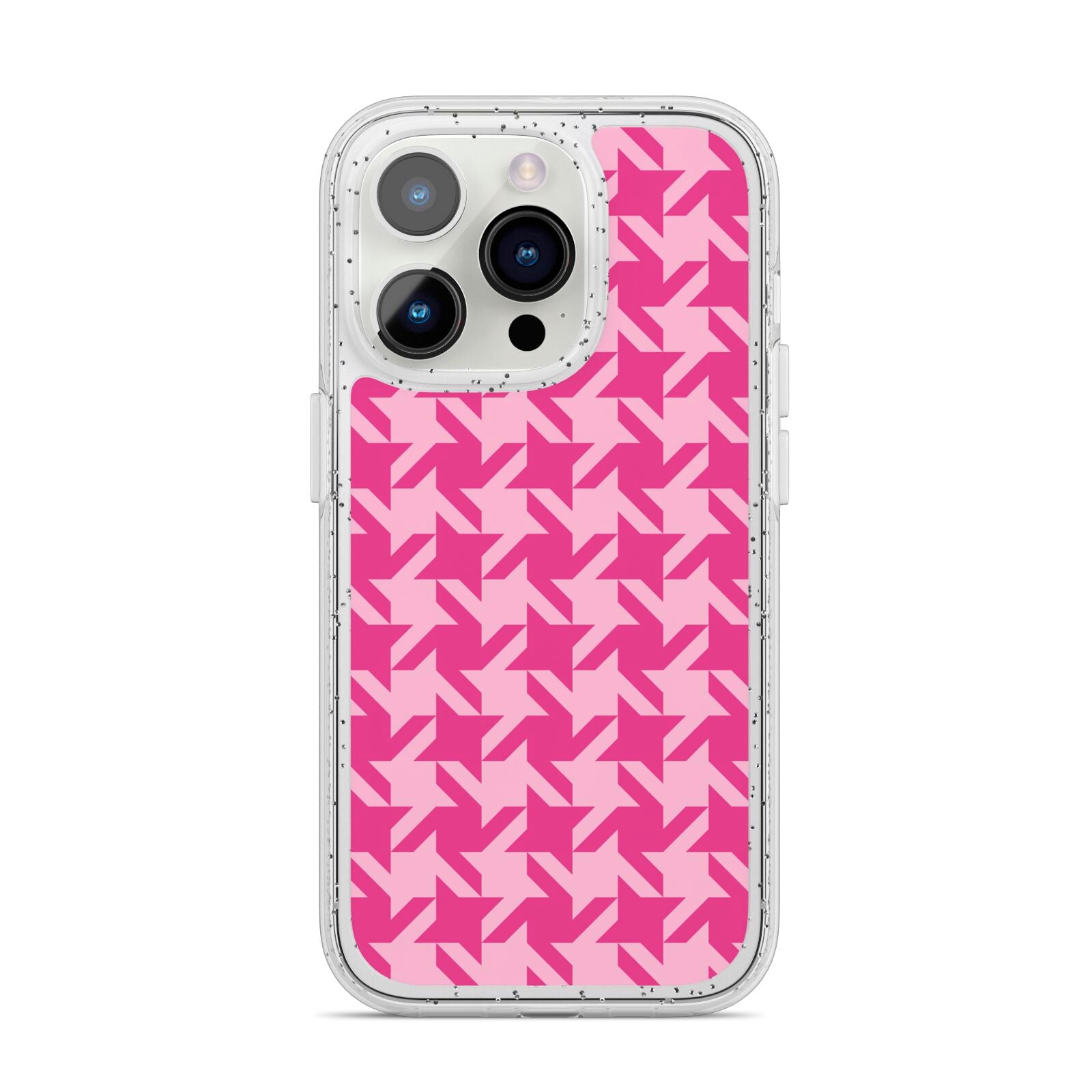 Houndstooth iPhone 14 Pro Glitter Tough Case Silver