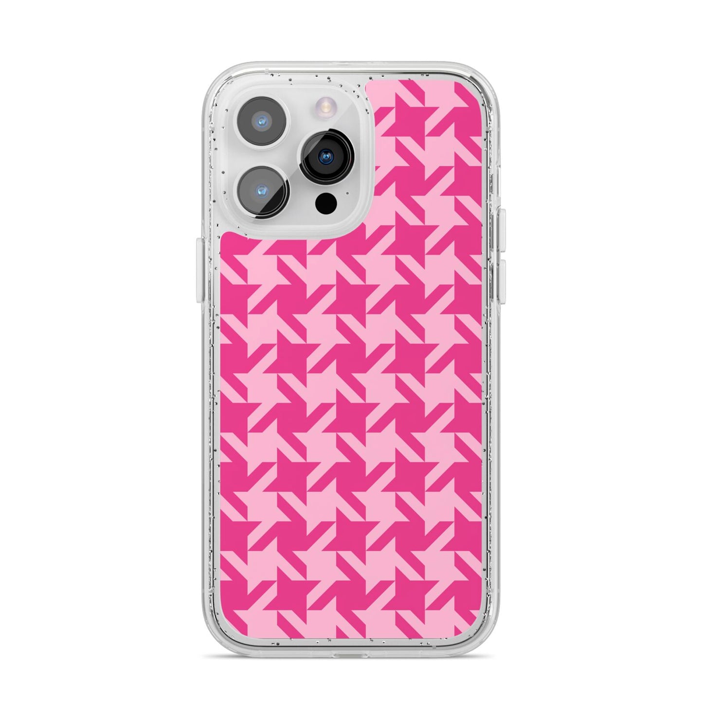 Houndstooth iPhone 14 Pro Max Glitter Tough Case Silver