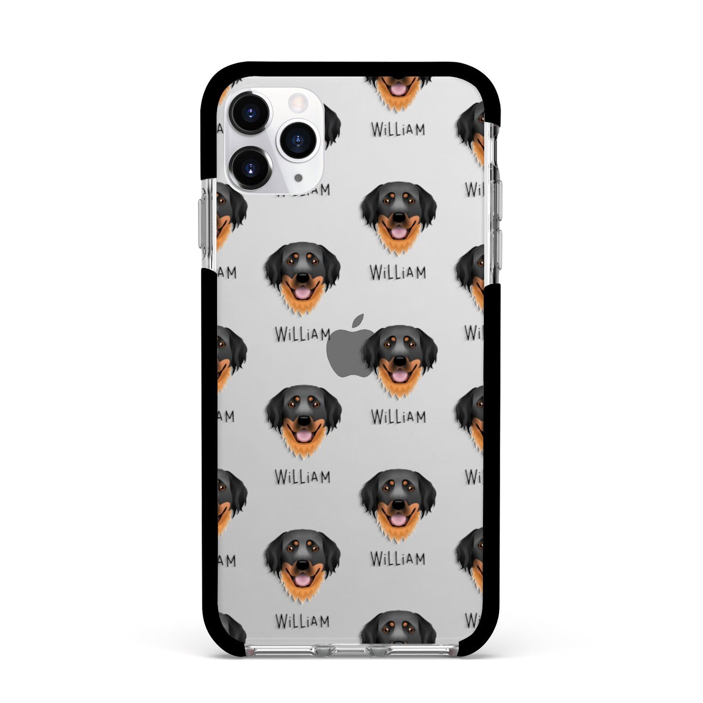 Hovawart Icon with Name Apple iPhone 11 Pro Max in Silver with Black Impact Case