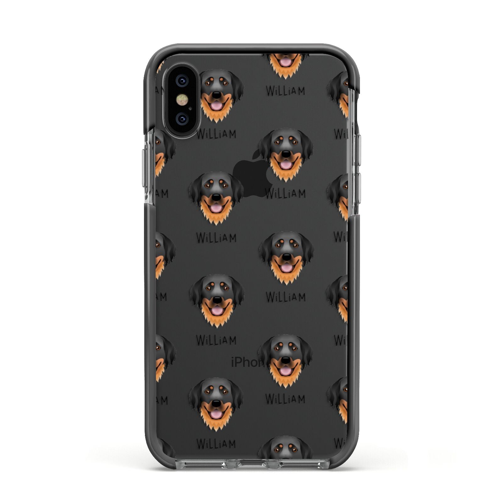 Hovawart Icon with Name Apple iPhone Xs Impact Case Black Edge on Black Phone