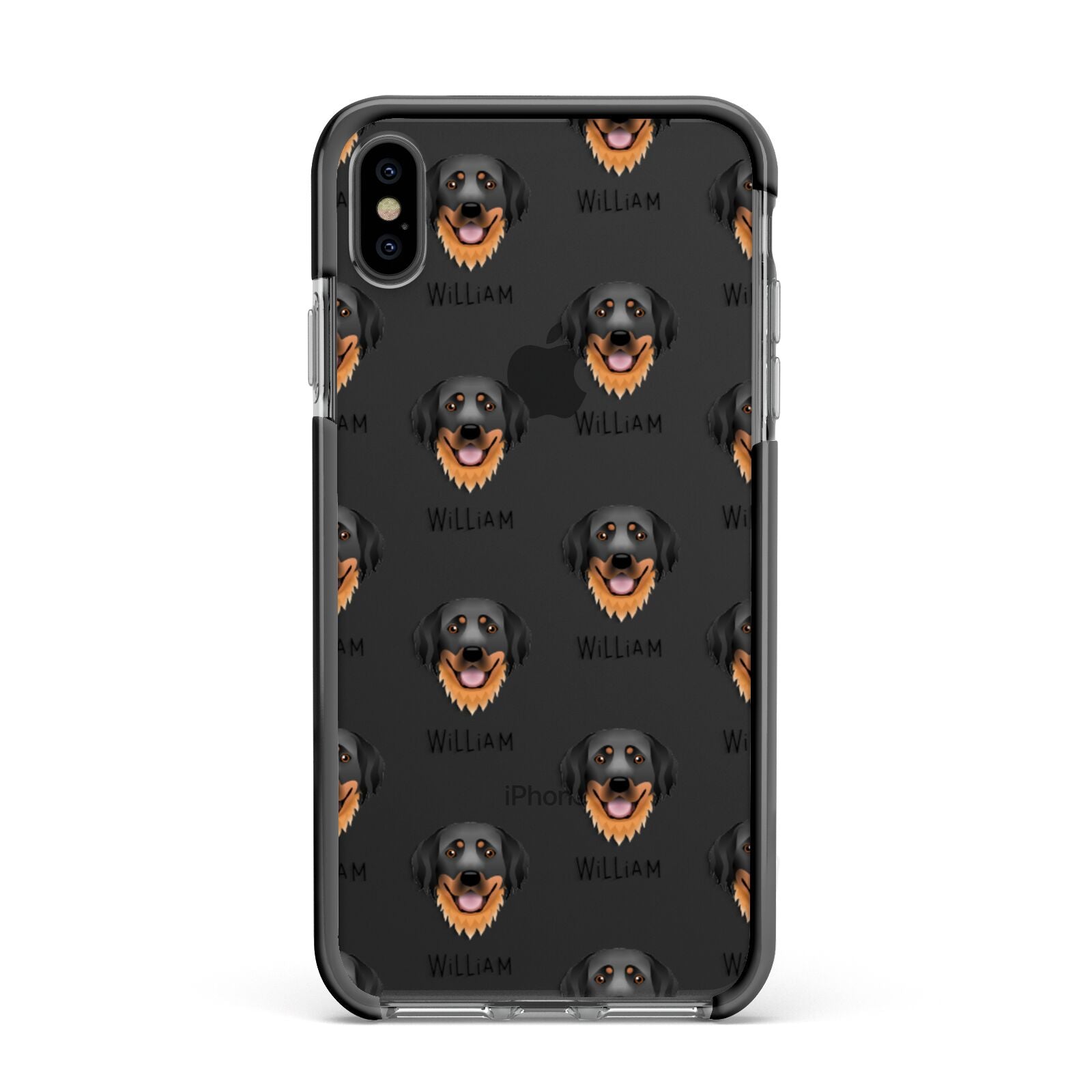 Hovawart Icon with Name Apple iPhone Xs Max Impact Case Black Edge on Black Phone