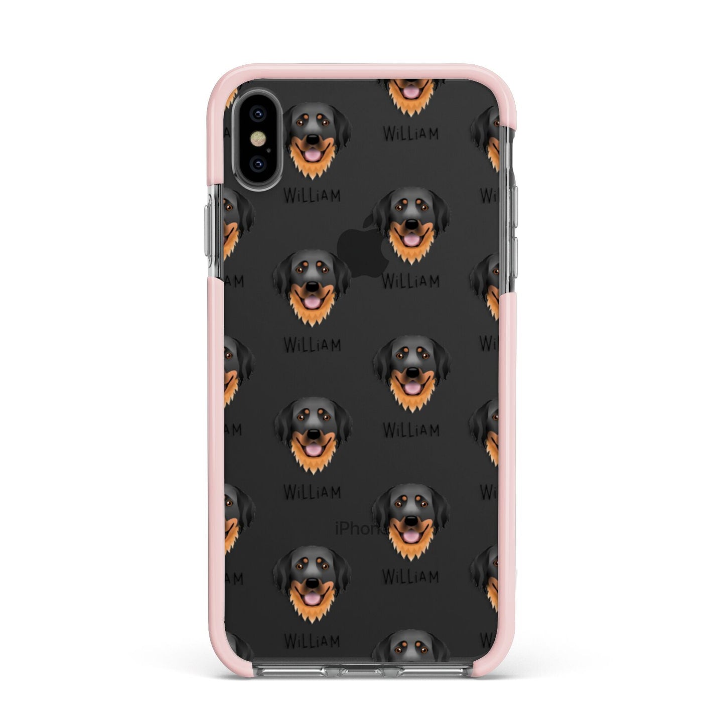 Hovawart Icon with Name Apple iPhone Xs Max Impact Case Pink Edge on Black Phone