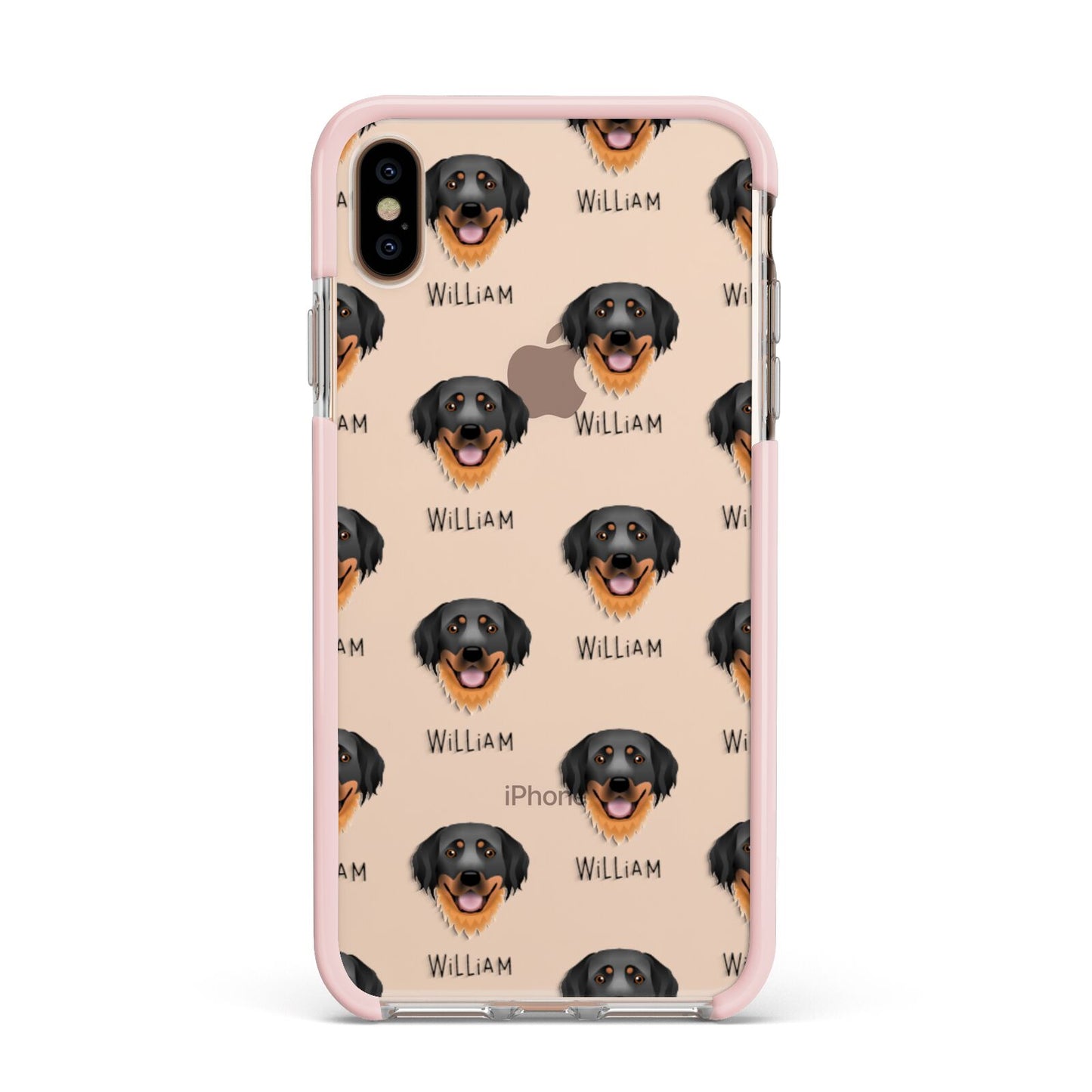Hovawart Icon with Name Apple iPhone Xs Max Impact Case Pink Edge on Gold Phone