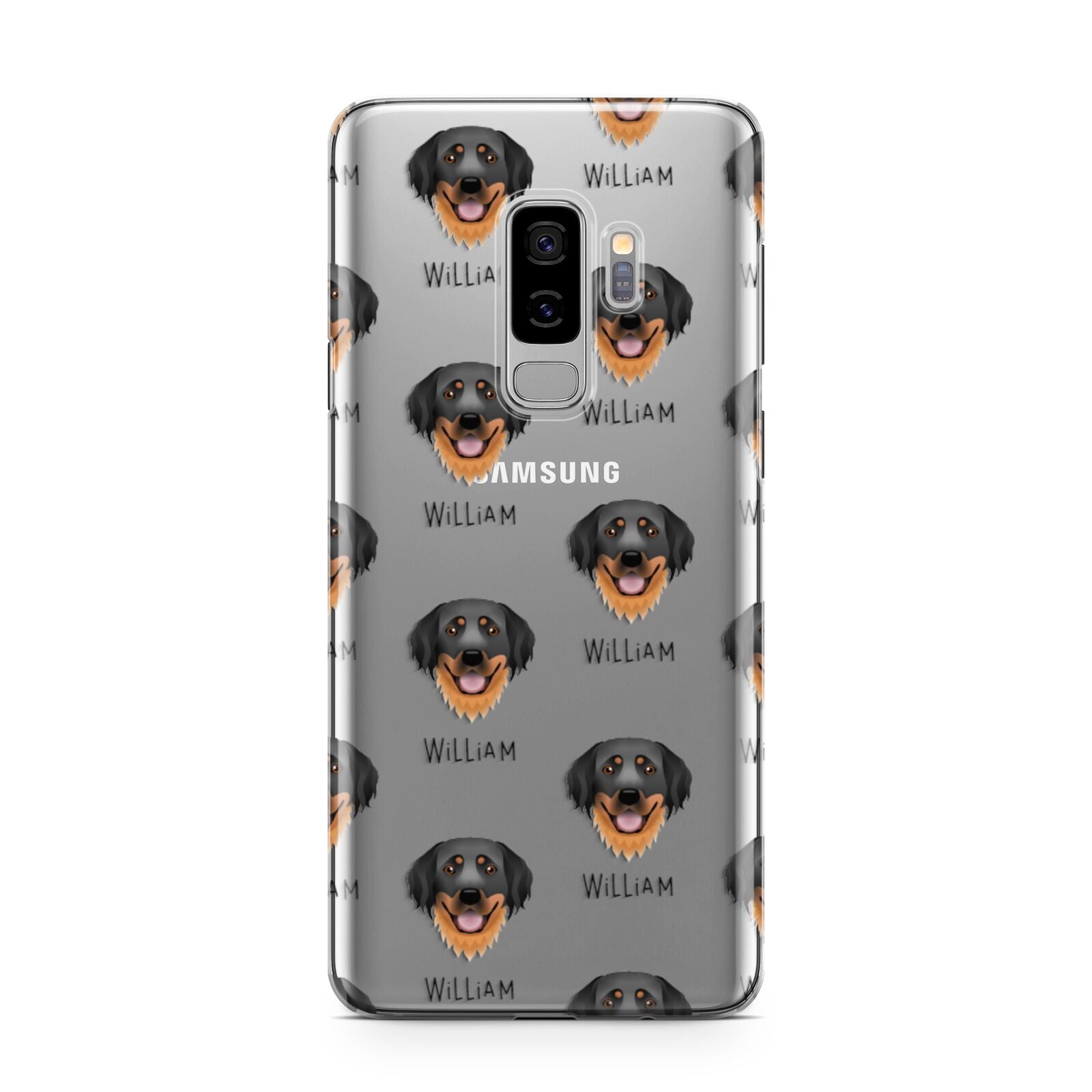 Hovawart Icon with Name Samsung Galaxy S9 Plus Case on Silver phone
