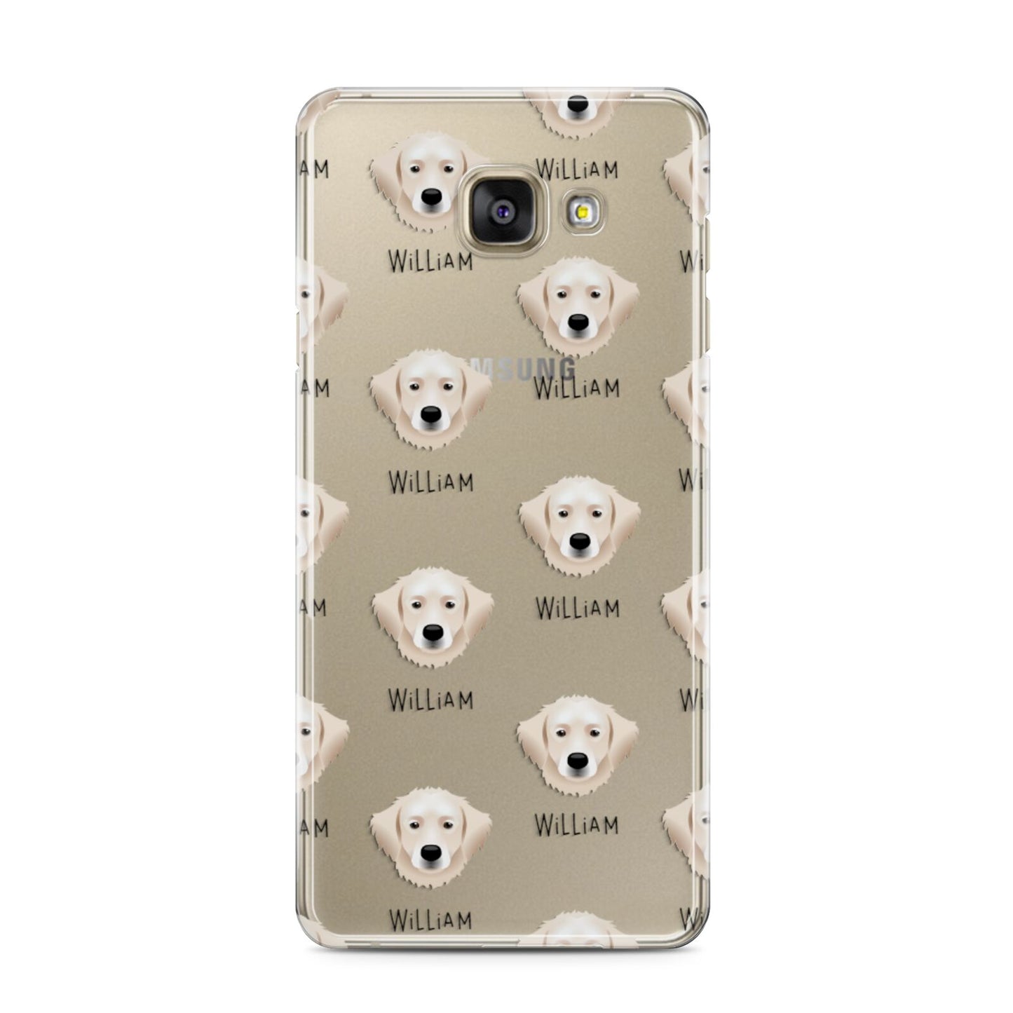 Hungarian Kuvasz Icon with Name Samsung Galaxy A3 2016 Case on gold phone