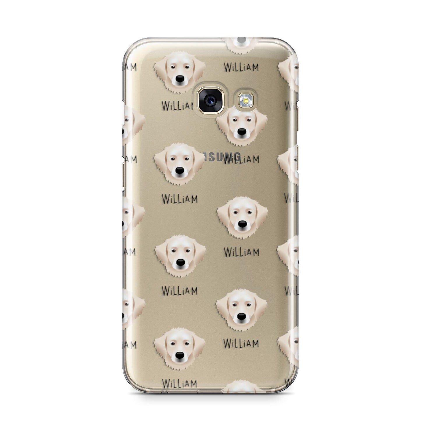 Hungarian Kuvasz Icon with Name Samsung Galaxy A3 2017 Case on gold phone