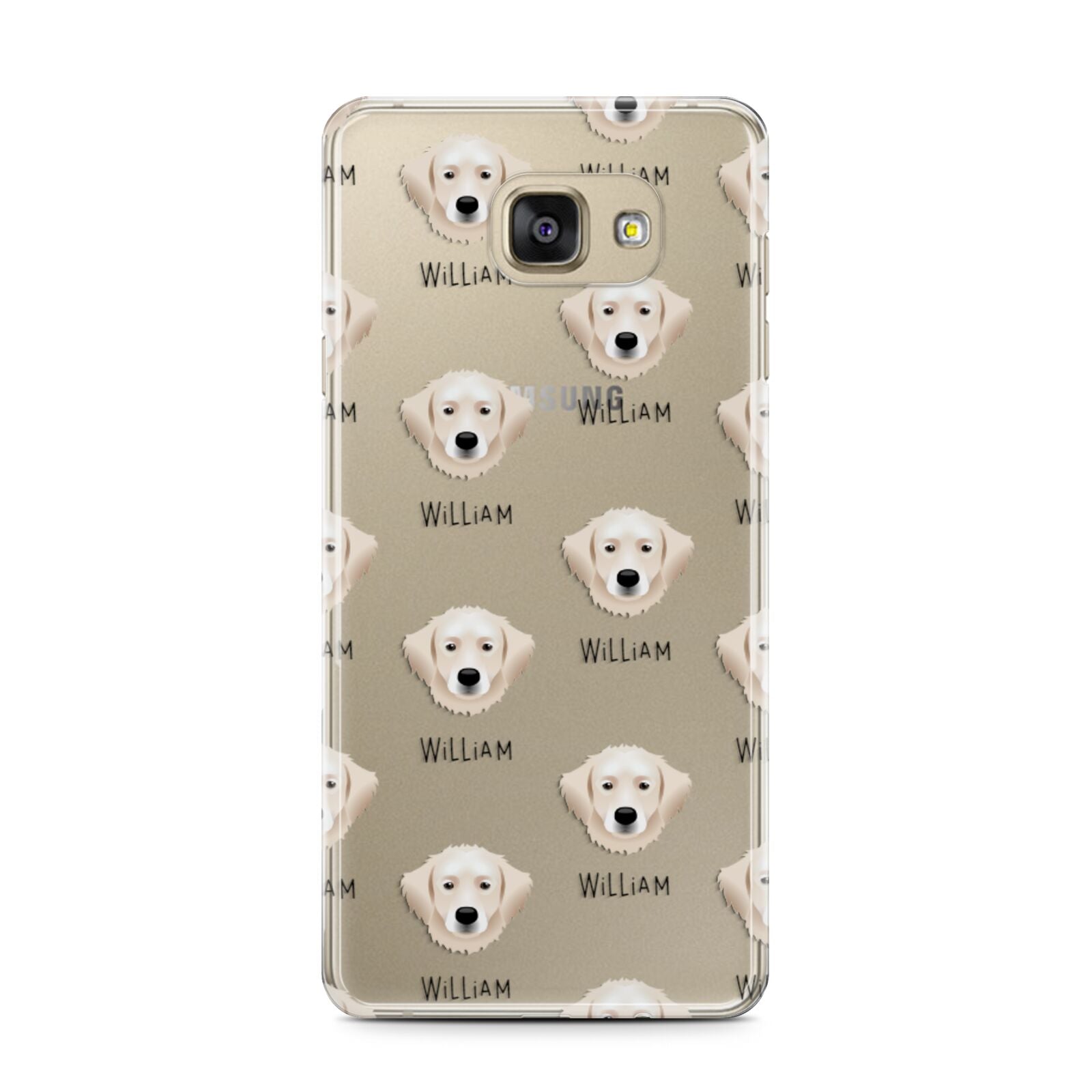 Hungarian Kuvasz Icon with Name Samsung Galaxy A7 2016 Case on gold phone