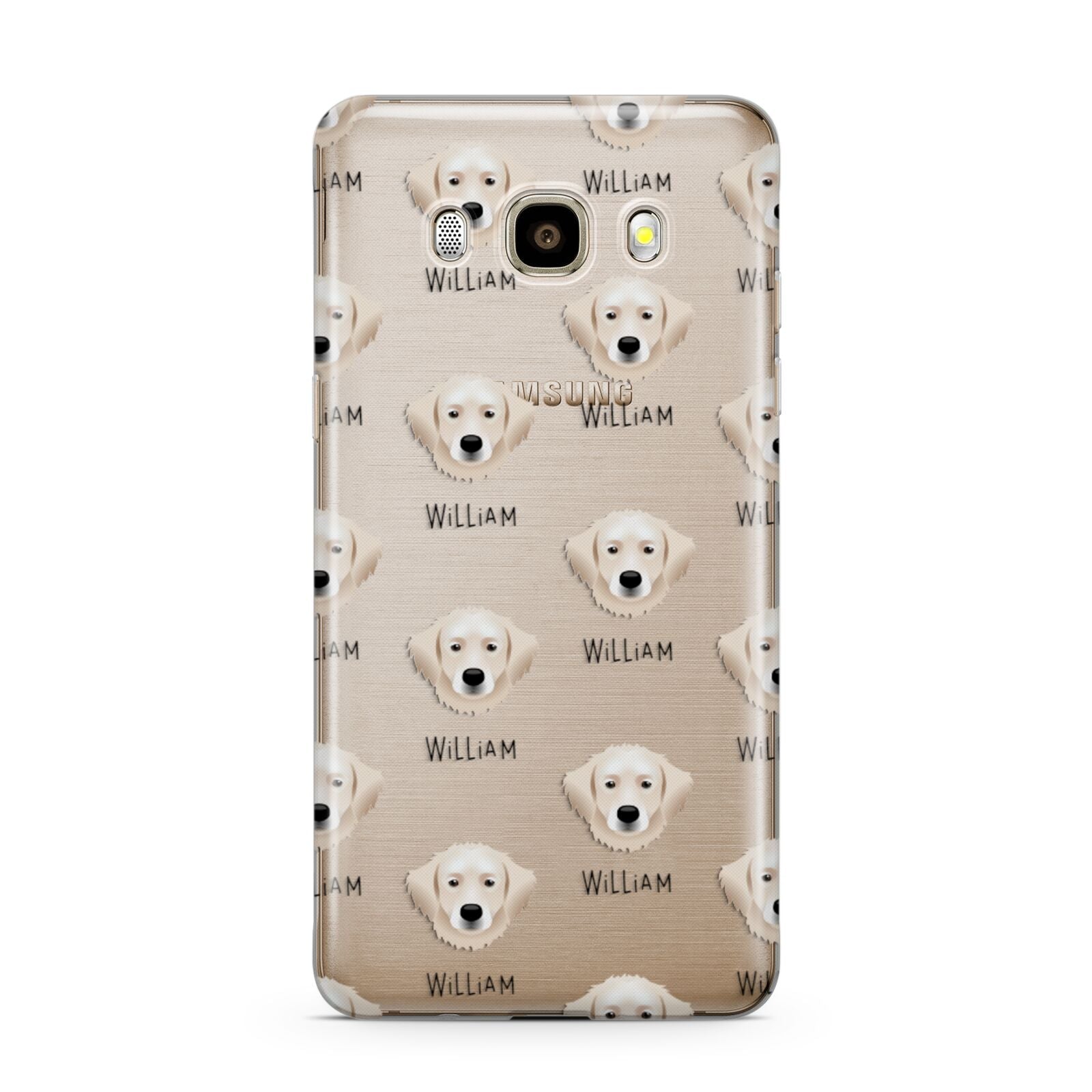 Hungarian Kuvasz Icon with Name Samsung Galaxy J7 2016 Case on gold phone