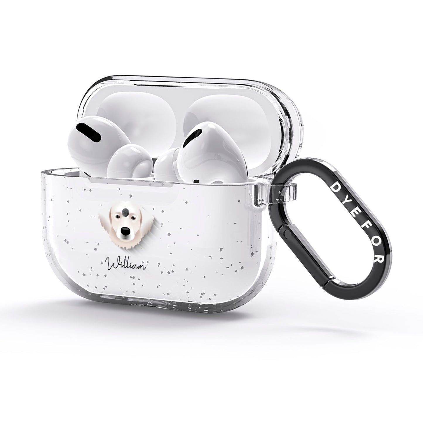 Hungarian Kuvasz Personalised AirPods Glitter Case 3rd Gen Side Image