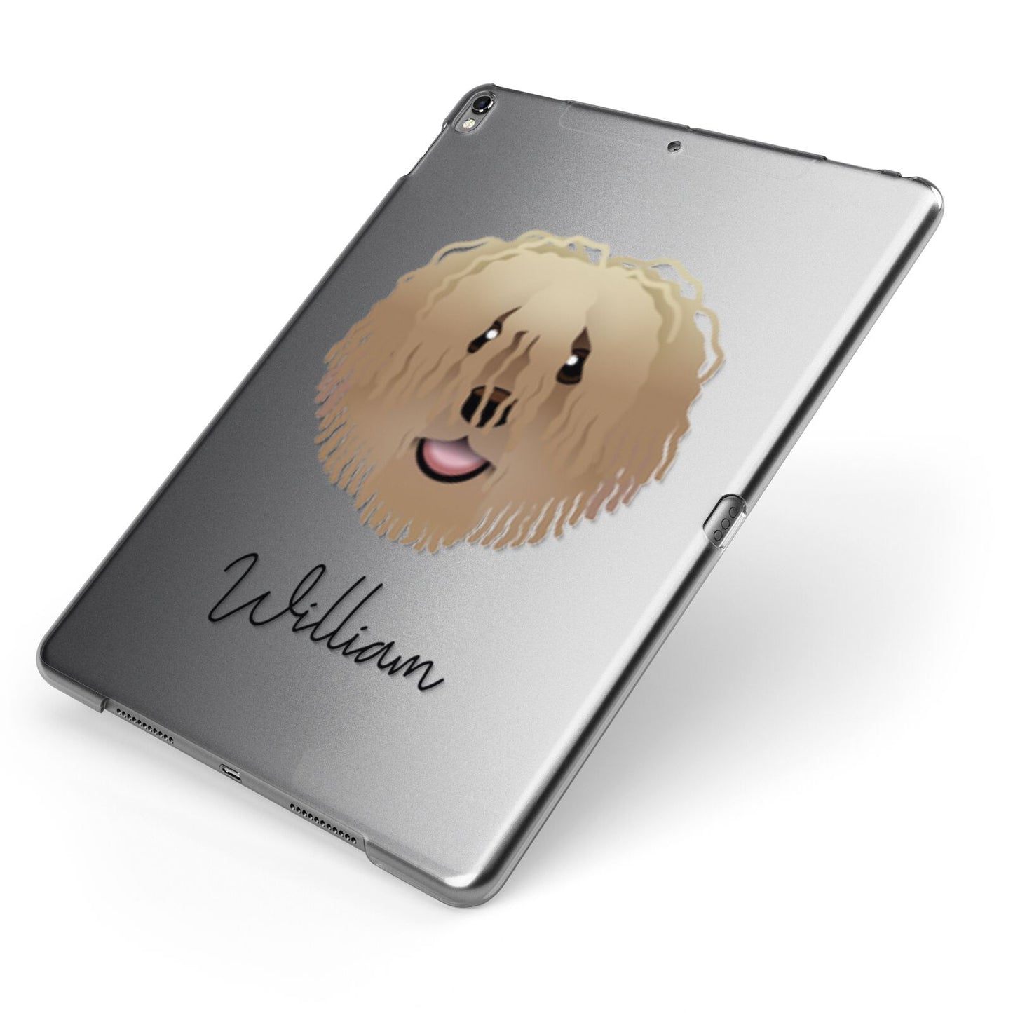 Hungarian Puli Personalised Apple iPad Case on Grey iPad Side View