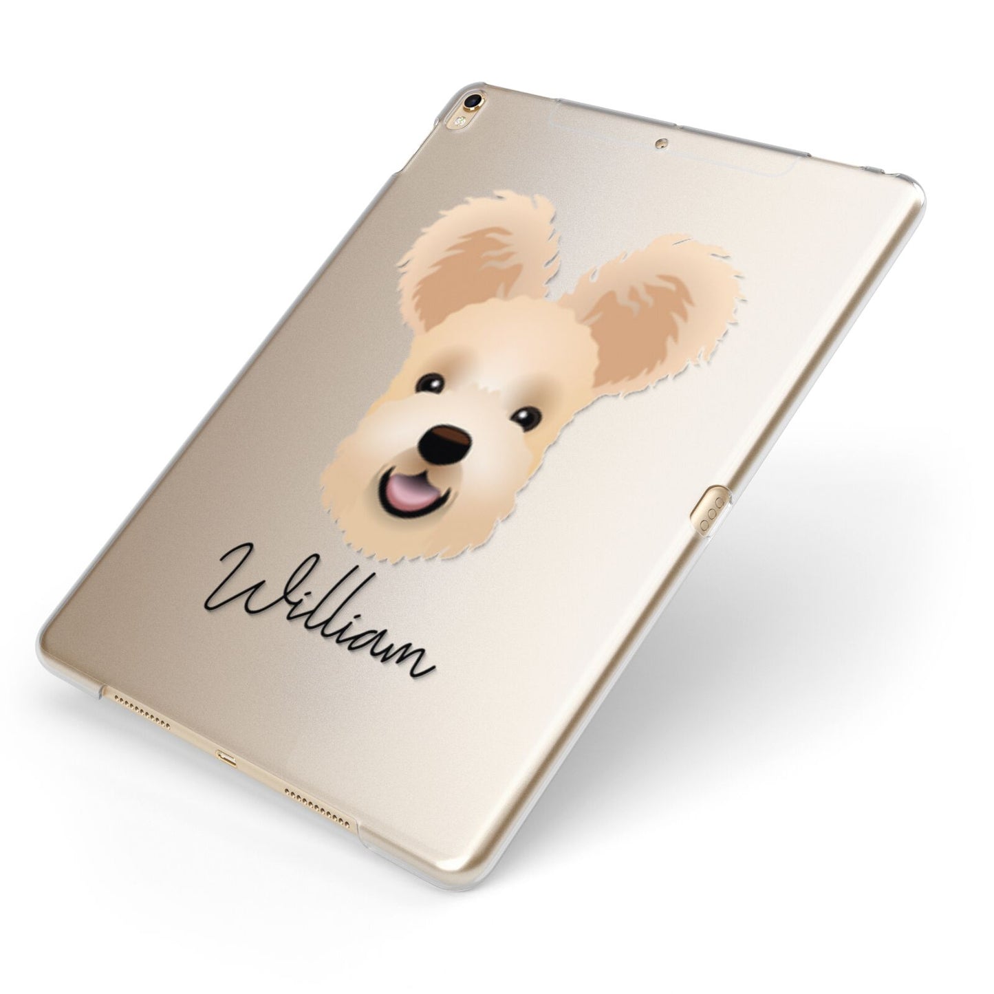 Hungarian Pumi Personalised Apple iPad Case on Gold iPad Side View