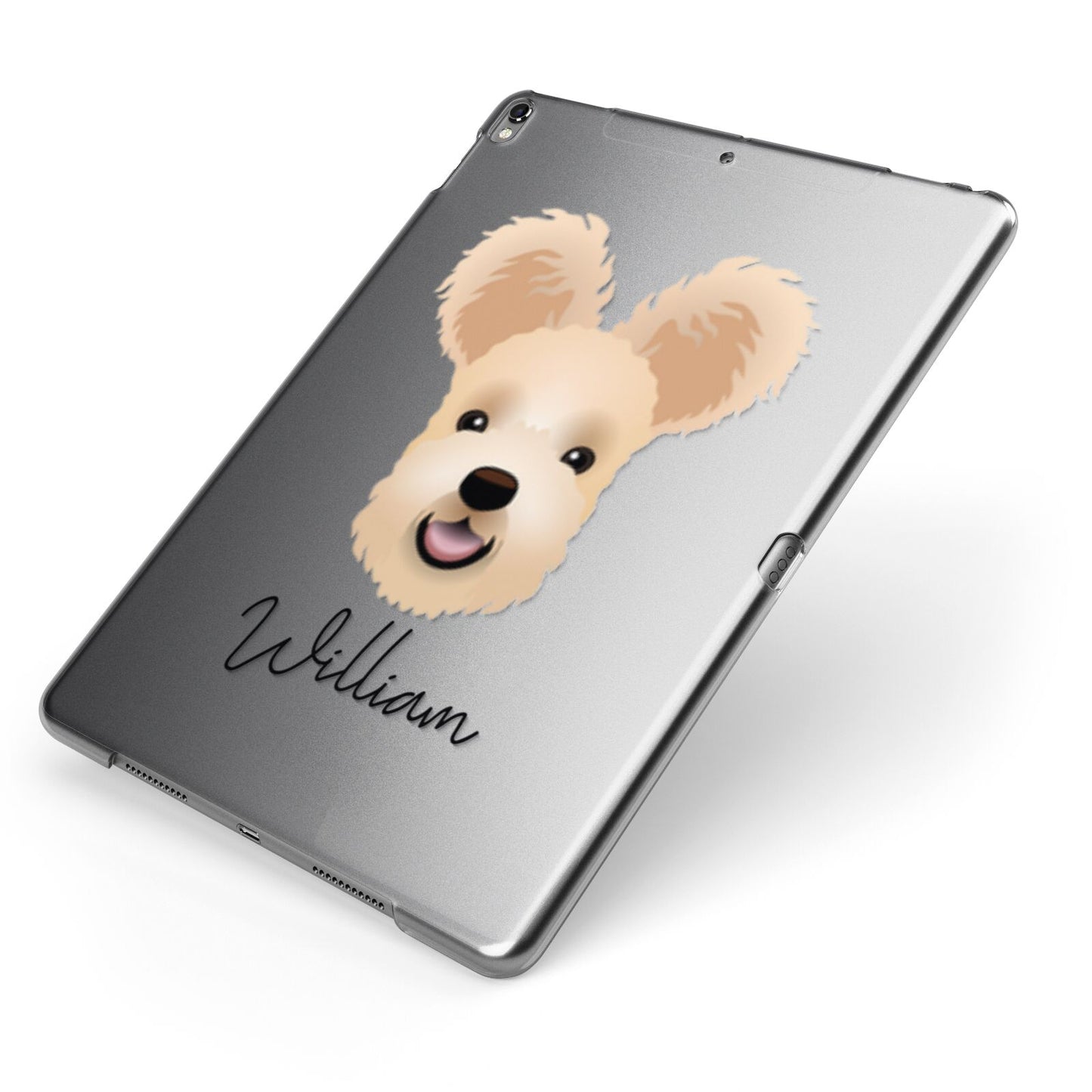 Hungarian Pumi Personalised Apple iPad Case on Grey iPad Side View