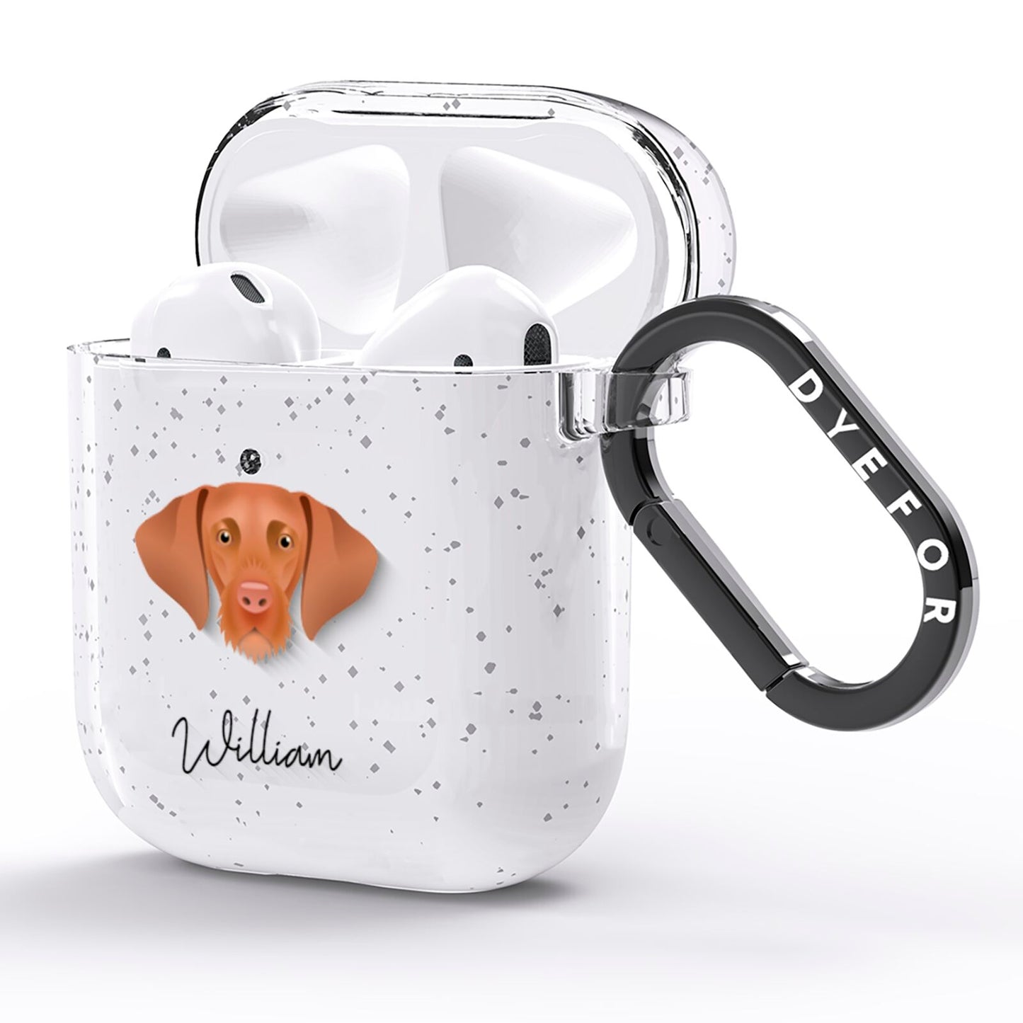 Hungarian Vizsla Personalised AirPods Glitter Case Side Image