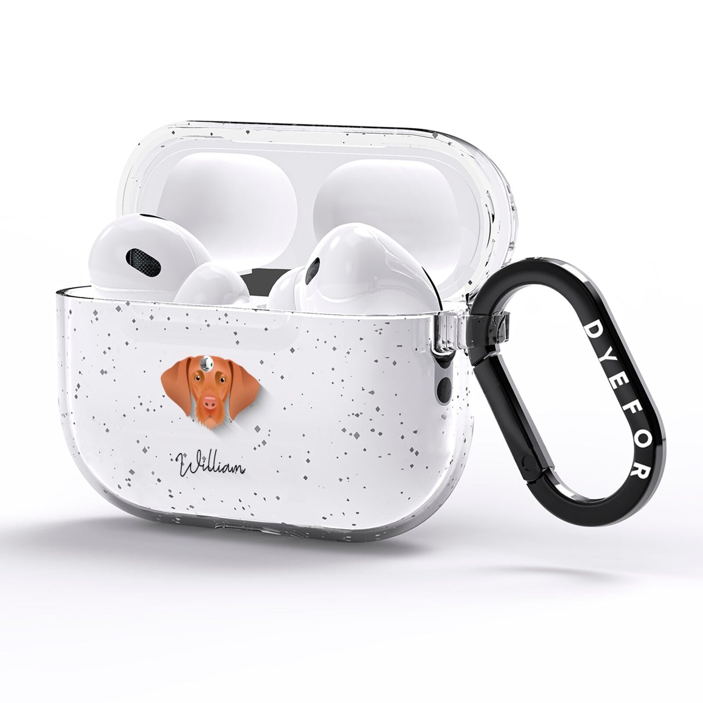 Hungarian Vizsla Personalised AirPods Pro Glitter Case Side Image