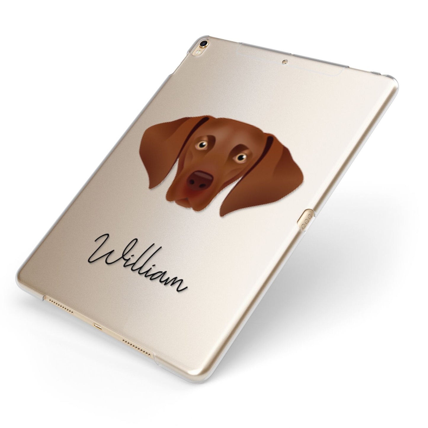 Hungarian Vizsla Personalised Apple iPad Case on Gold iPad Side View